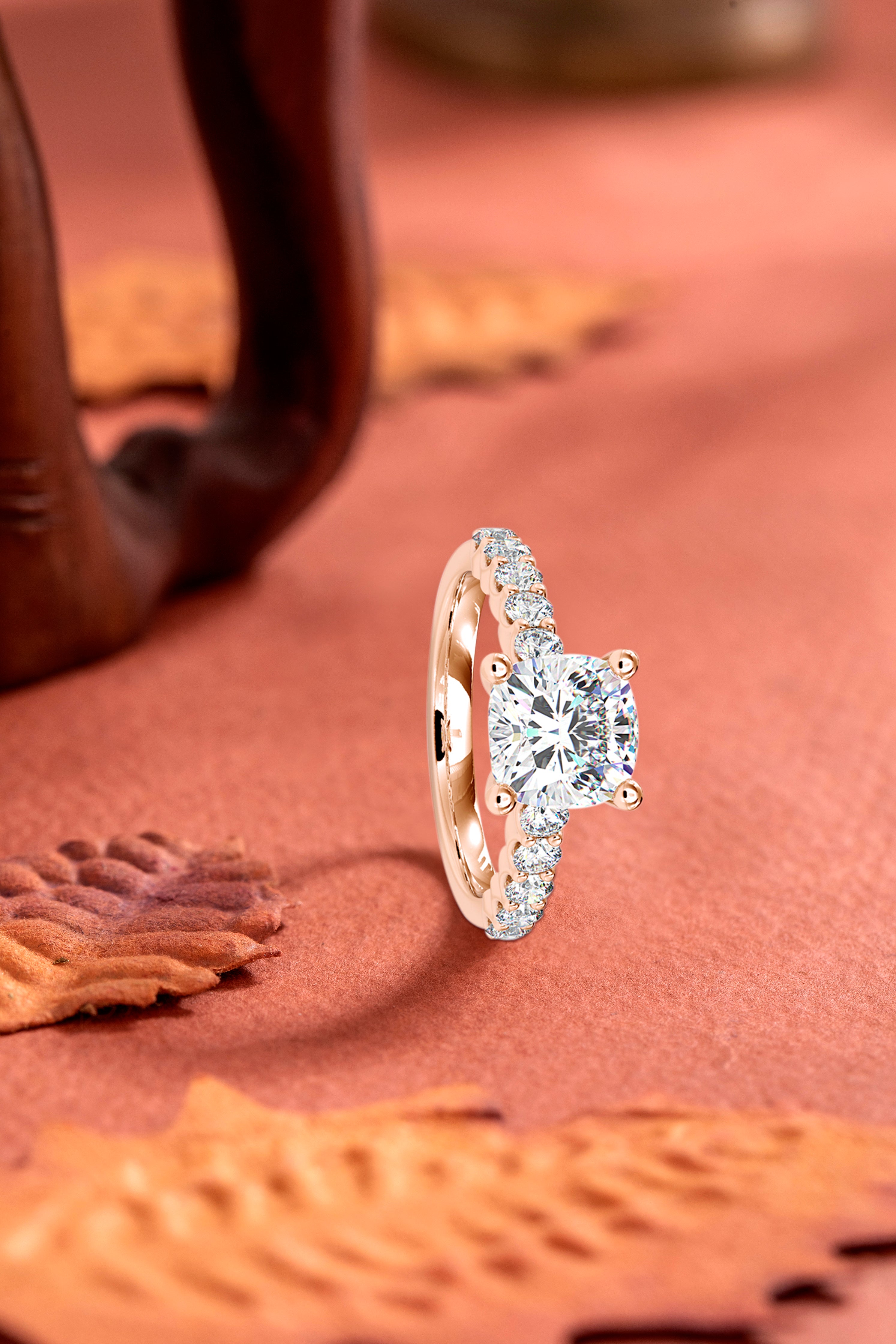 Regal Romance: The Cushion Solitaire Crown Ring Audiam