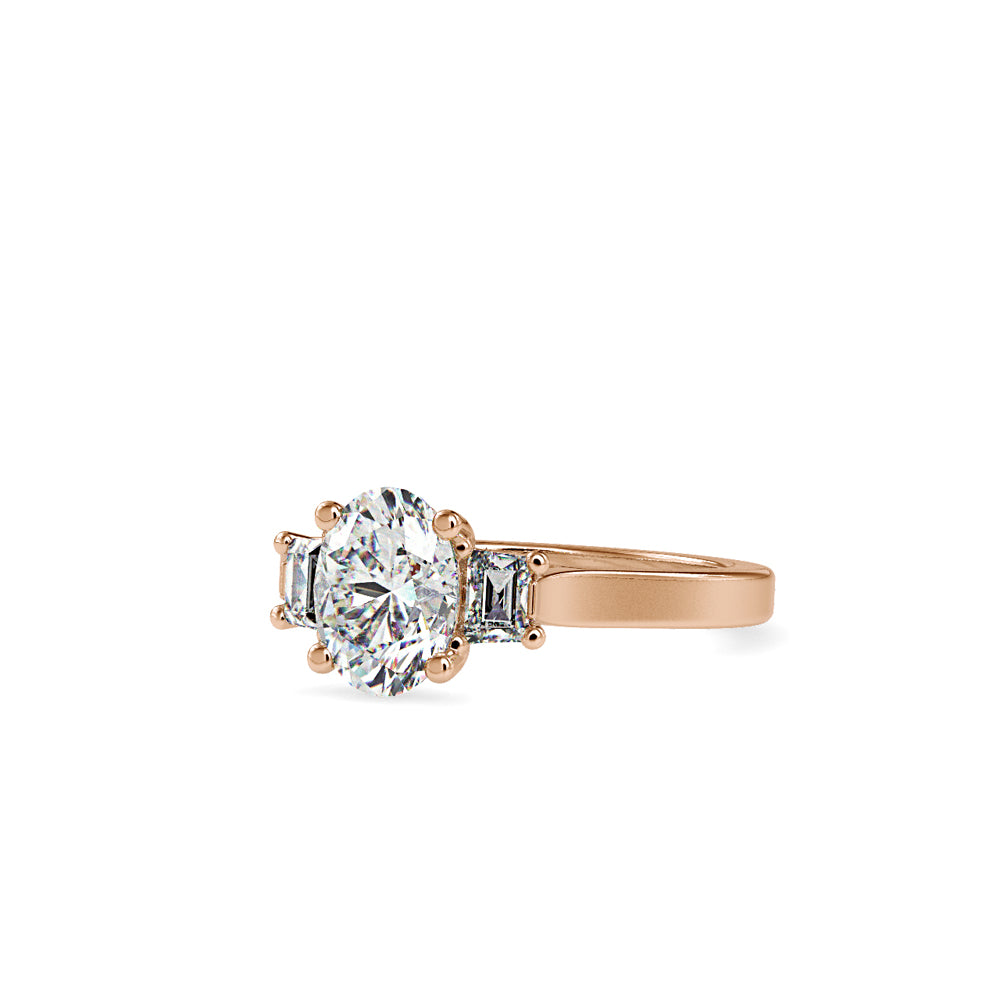 Sleek Sophistication: Oval Solitaire with Baguette Accents Audiam