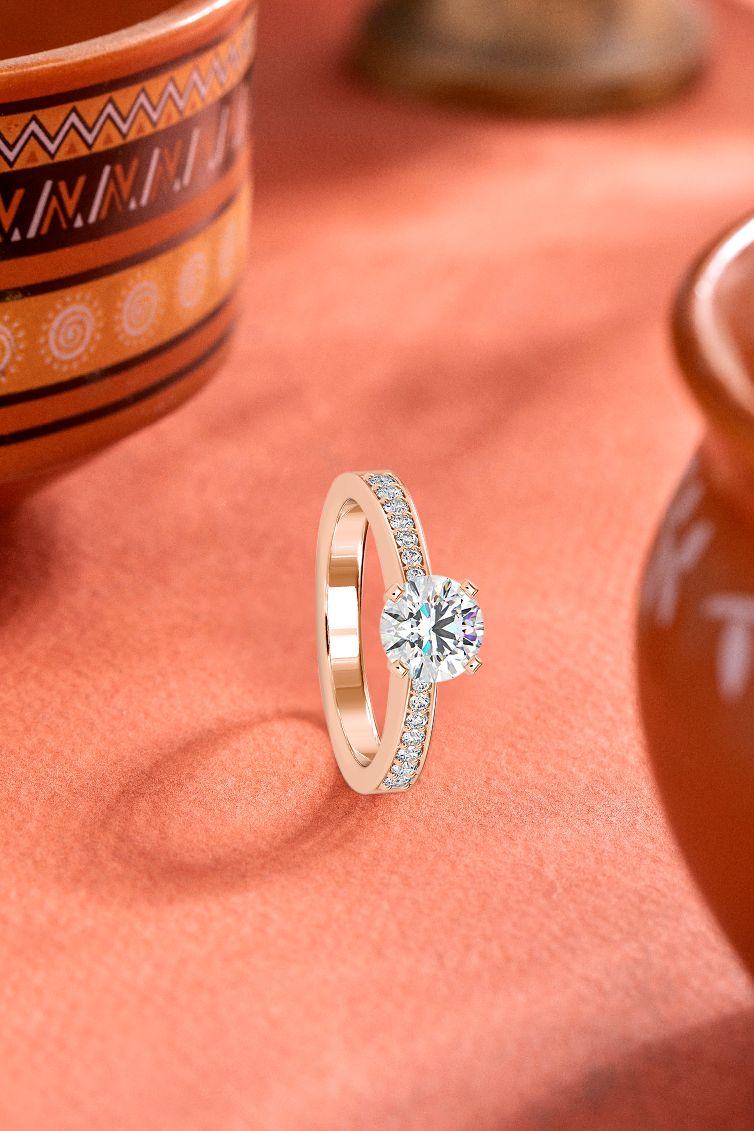 Cascade of Light: Round Solitaire with Pavé Gradient Band Audiam