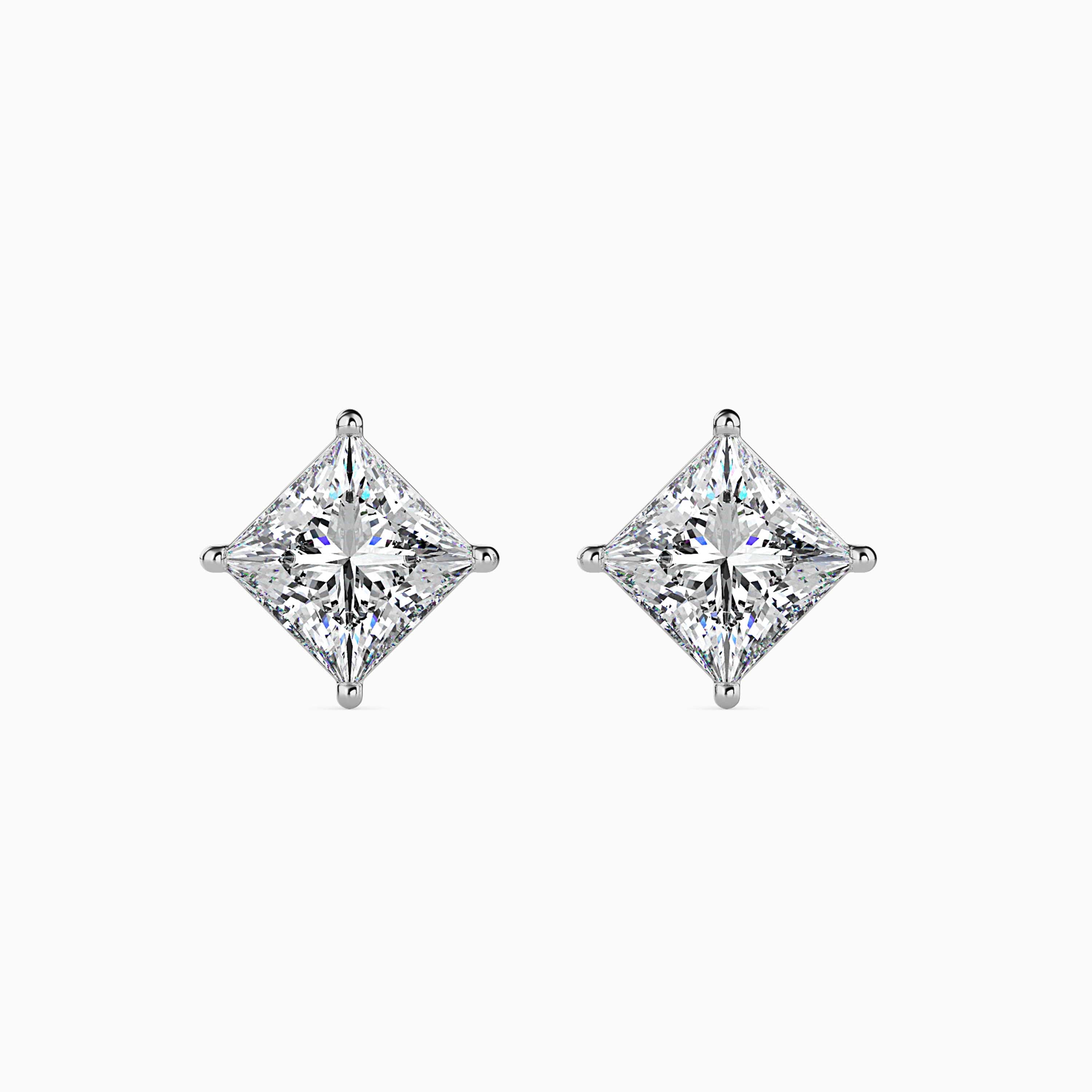 Princess Cut Diamond Solitaire Stud Audiam