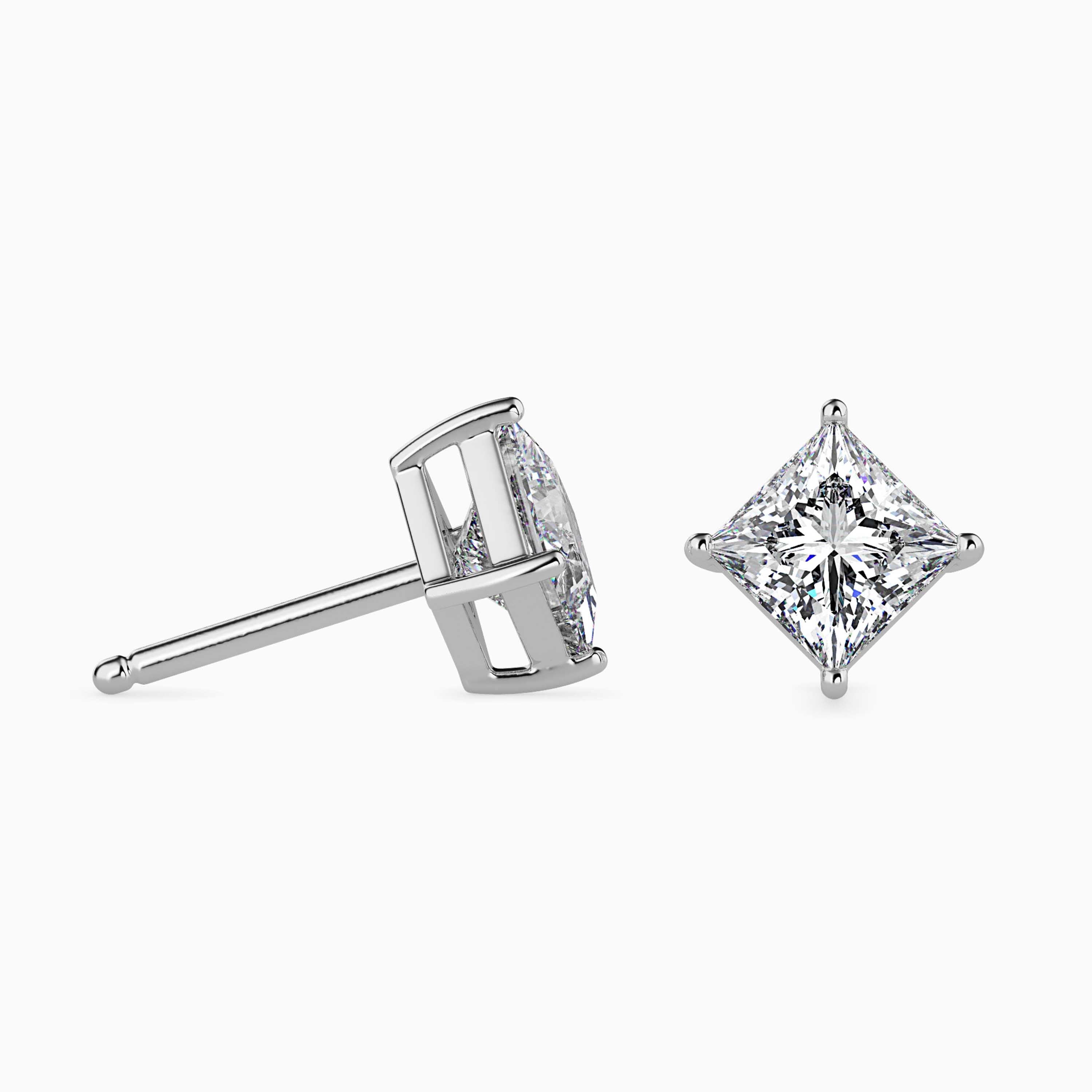 Princess Cut Diamond Solitaire Stud Audiam