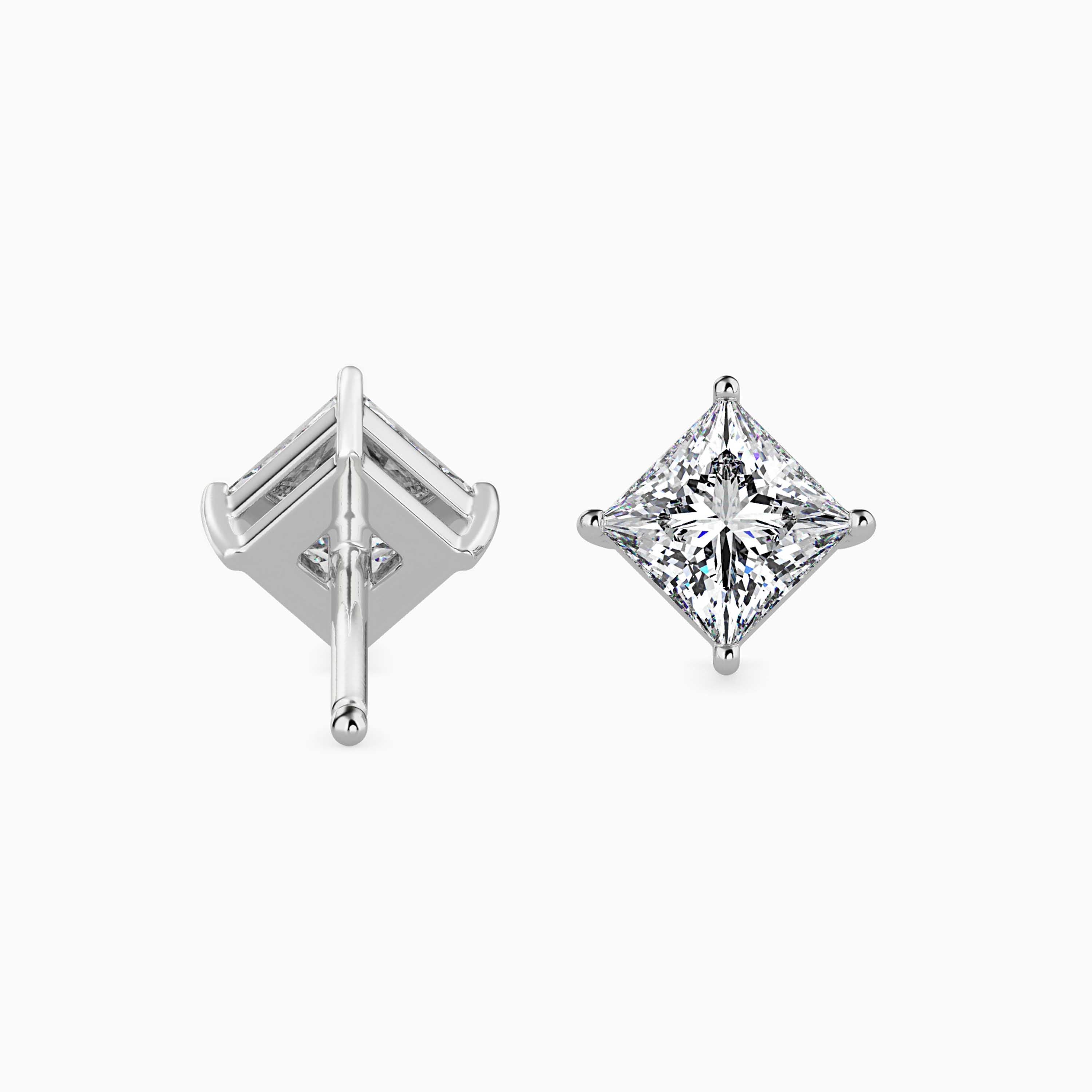 Princess Cut Diamond Solitaire Stud Audiam