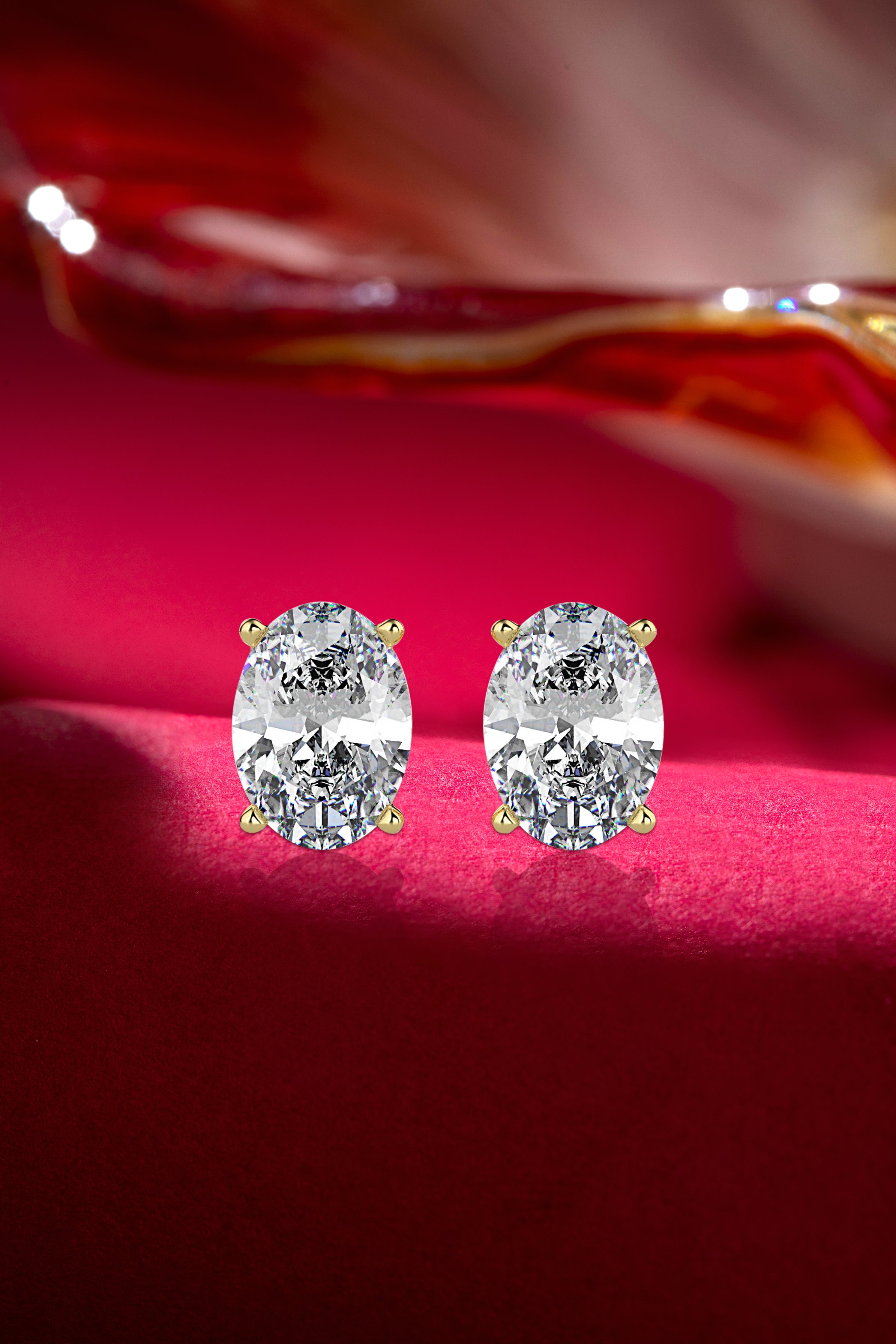 Oval Cut Diamond Solitaire Stud Audiam