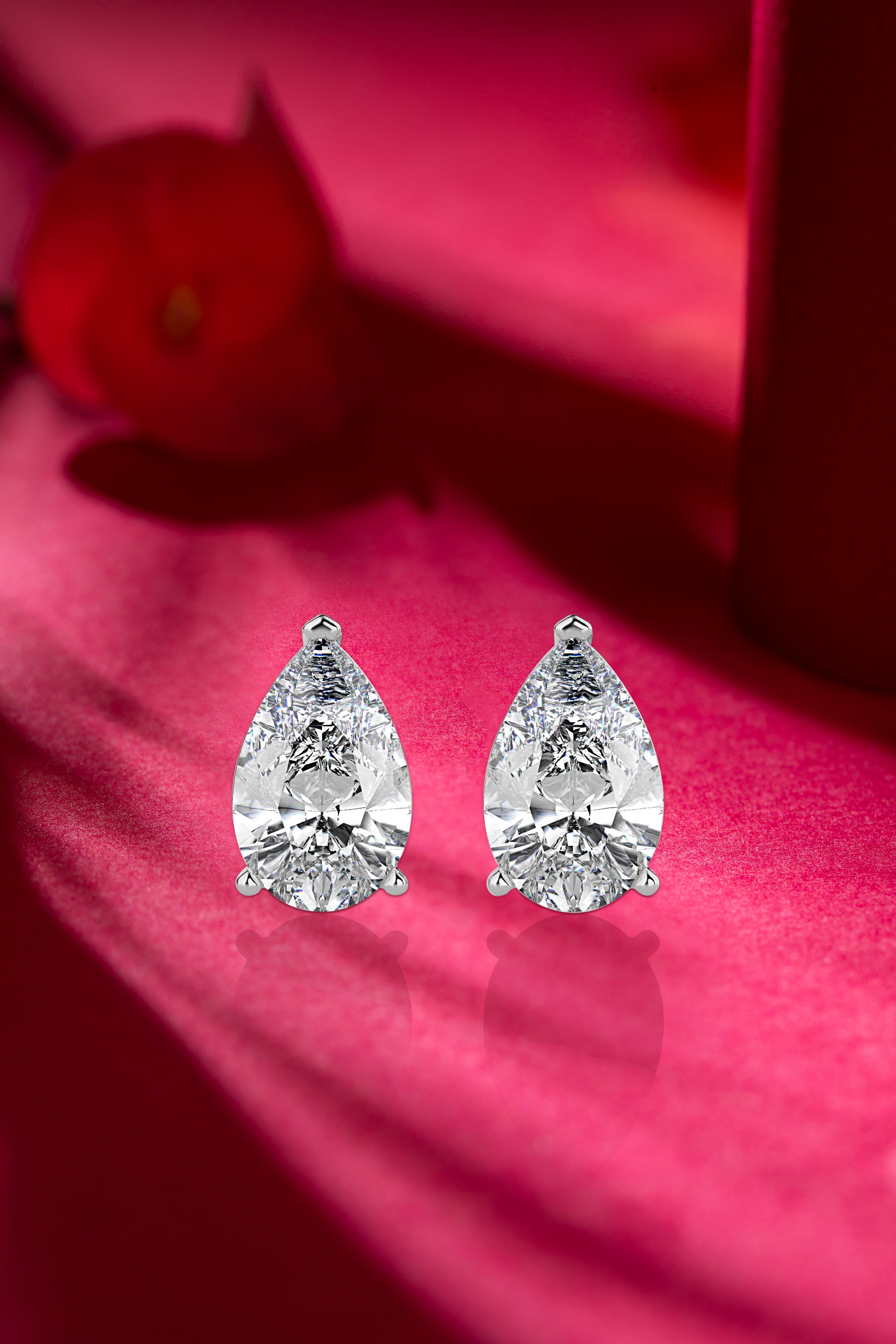 Pear Cut Diamond Solitaire Stud Audiam