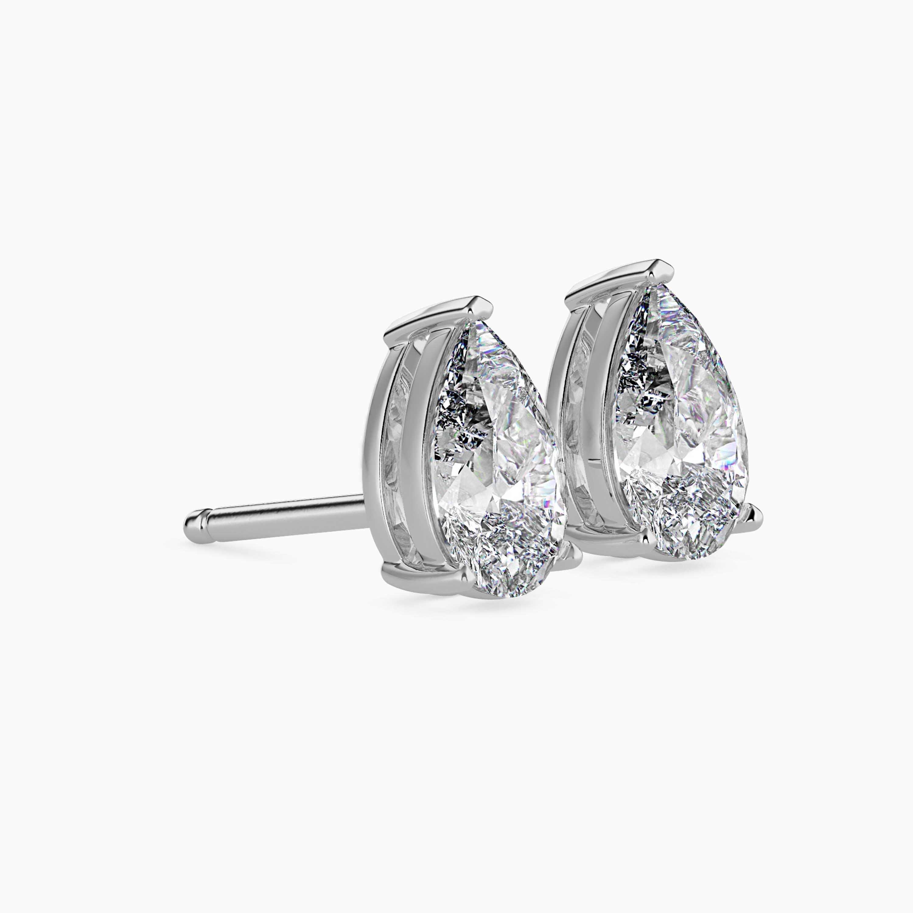 Pear Cut Diamond Solitaire Stud Audiam