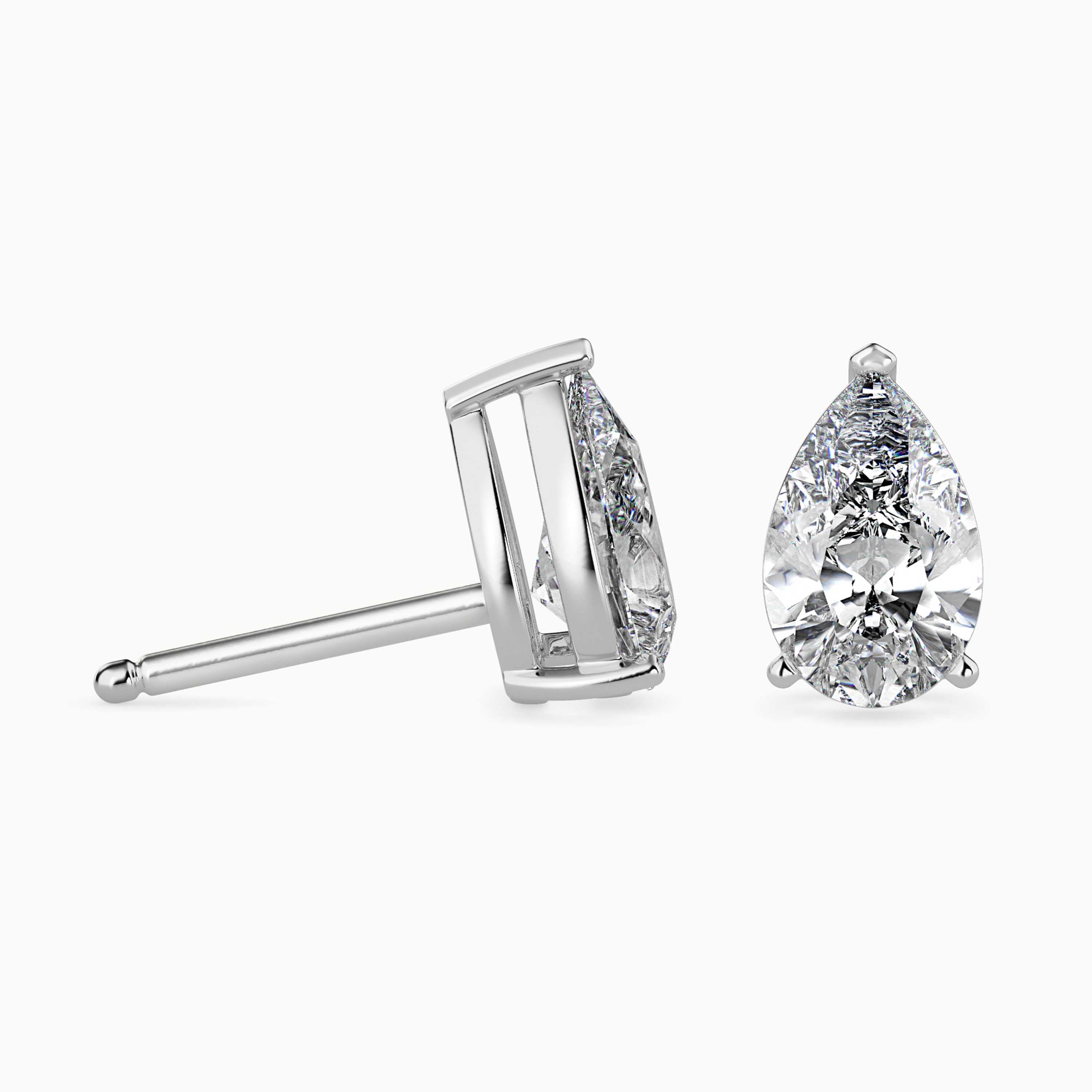 Pear Cut Diamond Solitaire Stud Audiam