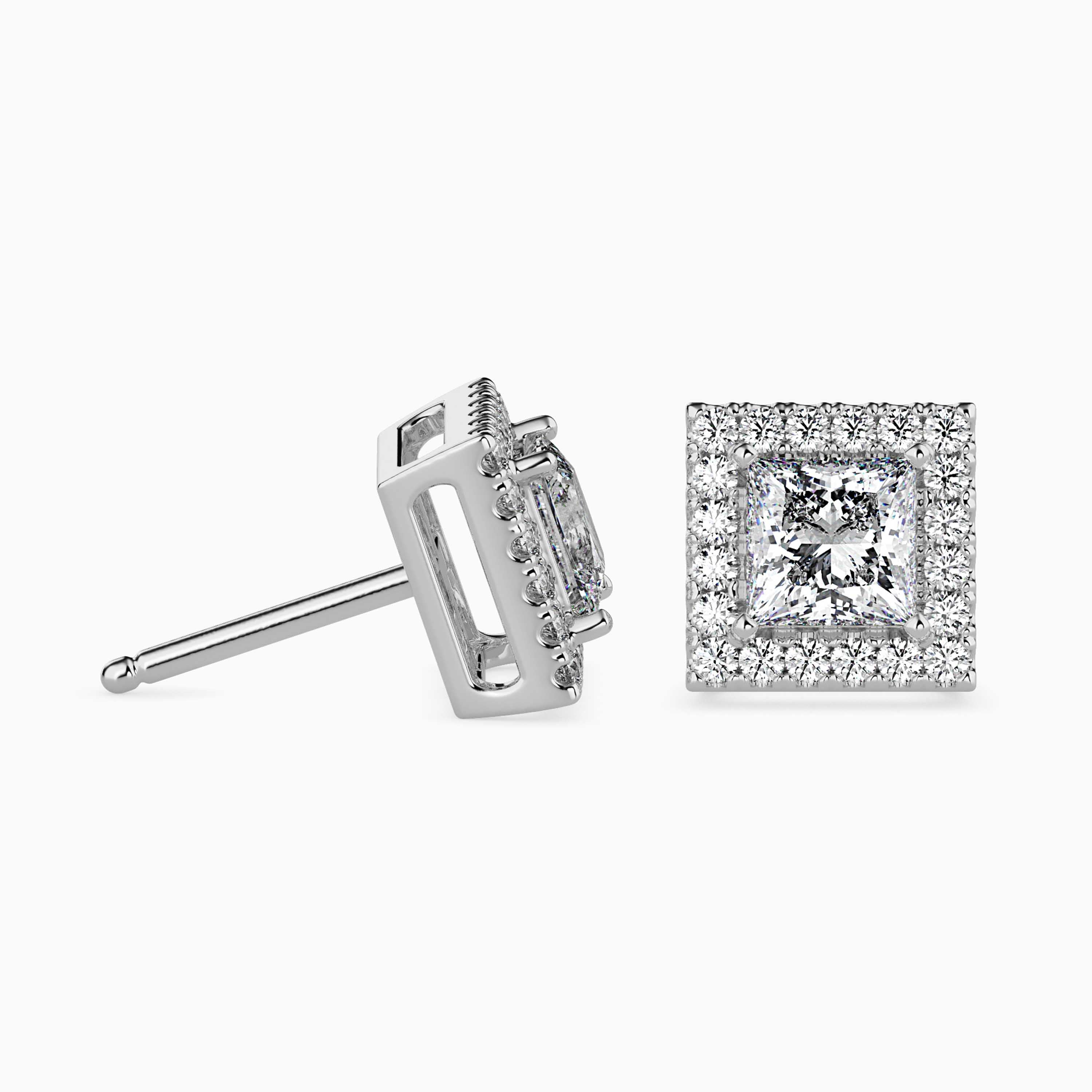 2-in-1 Princess Cut Diamond Halo Jacket Earrings Audiam