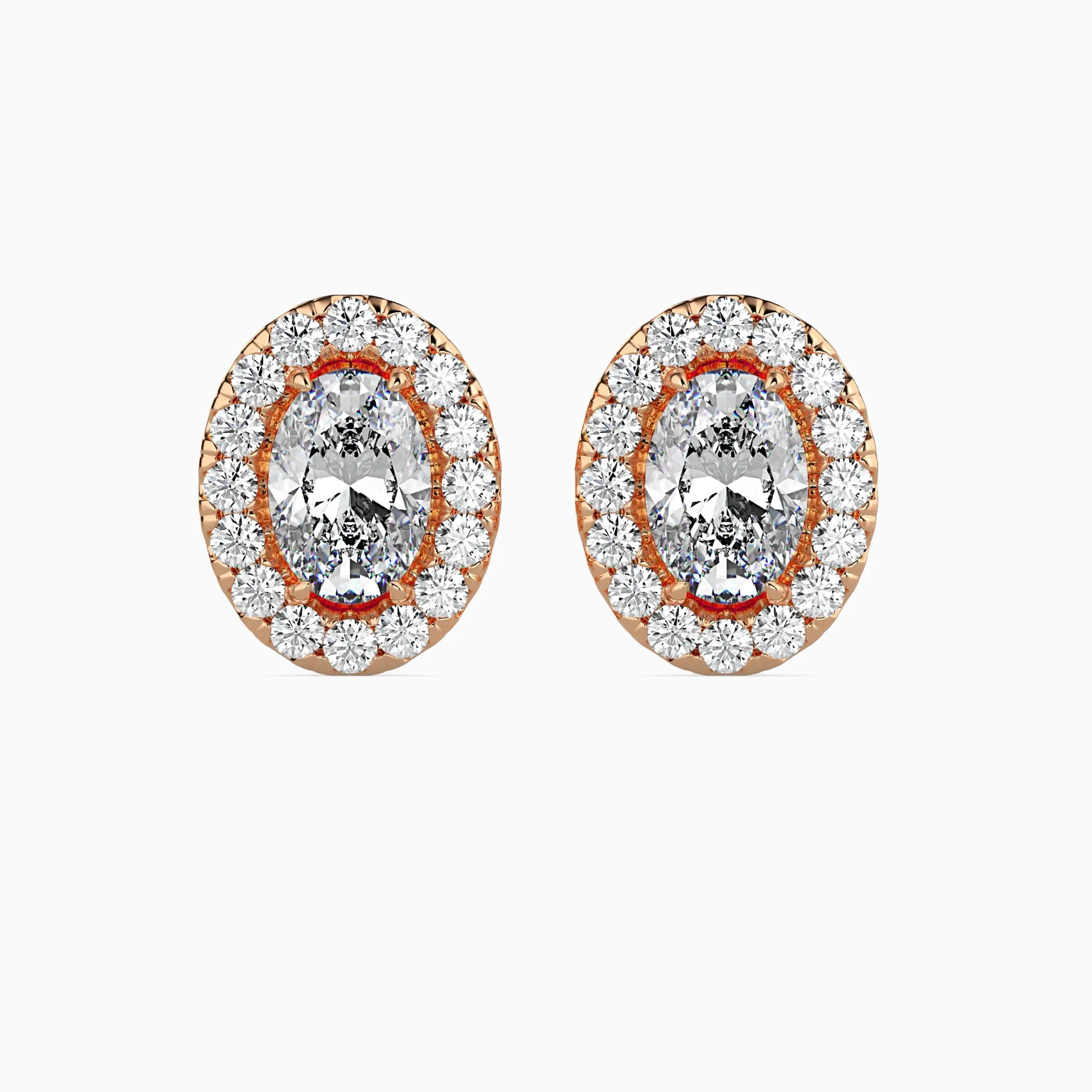 Luminous Legacy: Oval-Cut Diamond Studs with Pavé Halo Audiam