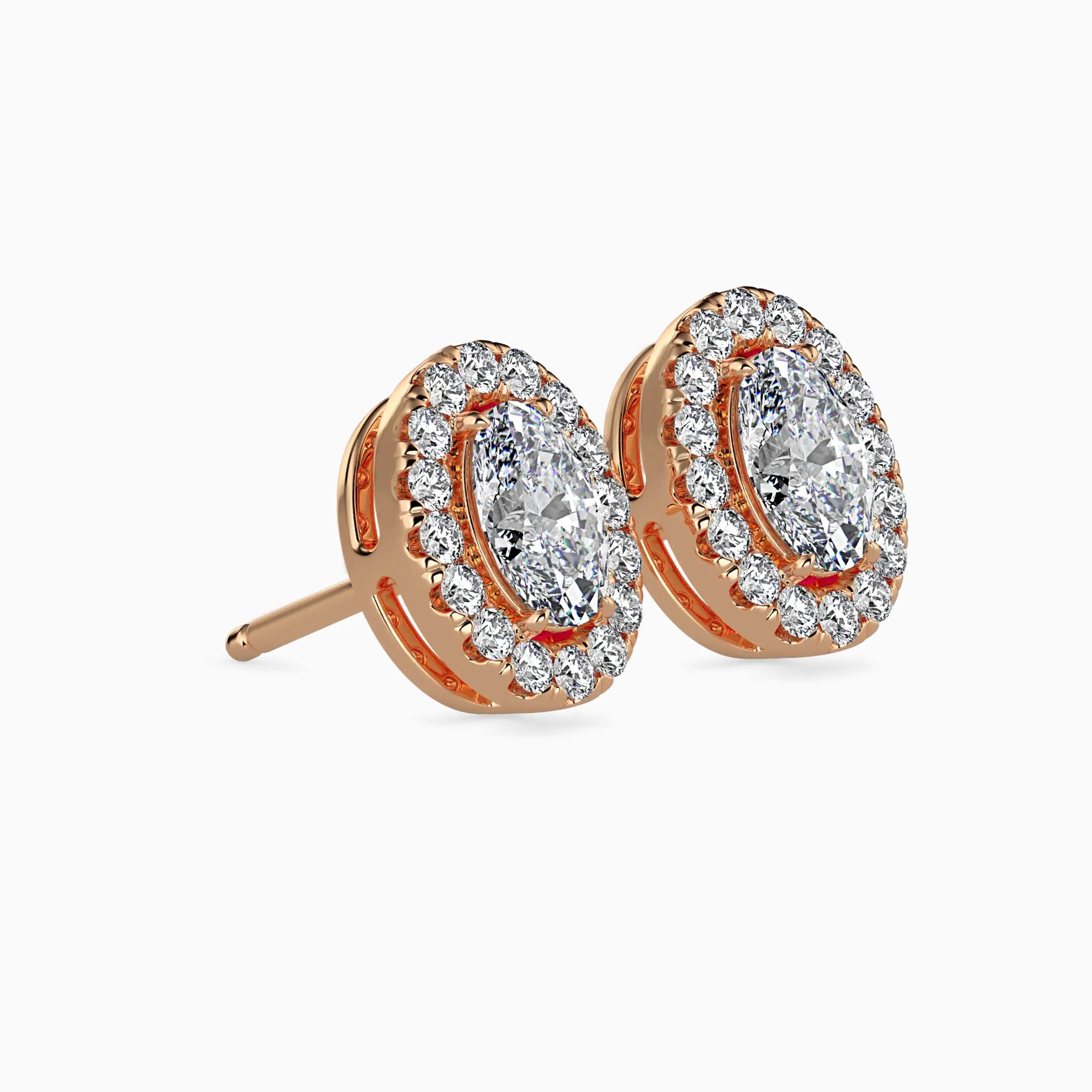 Luminous Legacy: Oval-Cut Diamond Studs with Pavé Halo Audiam