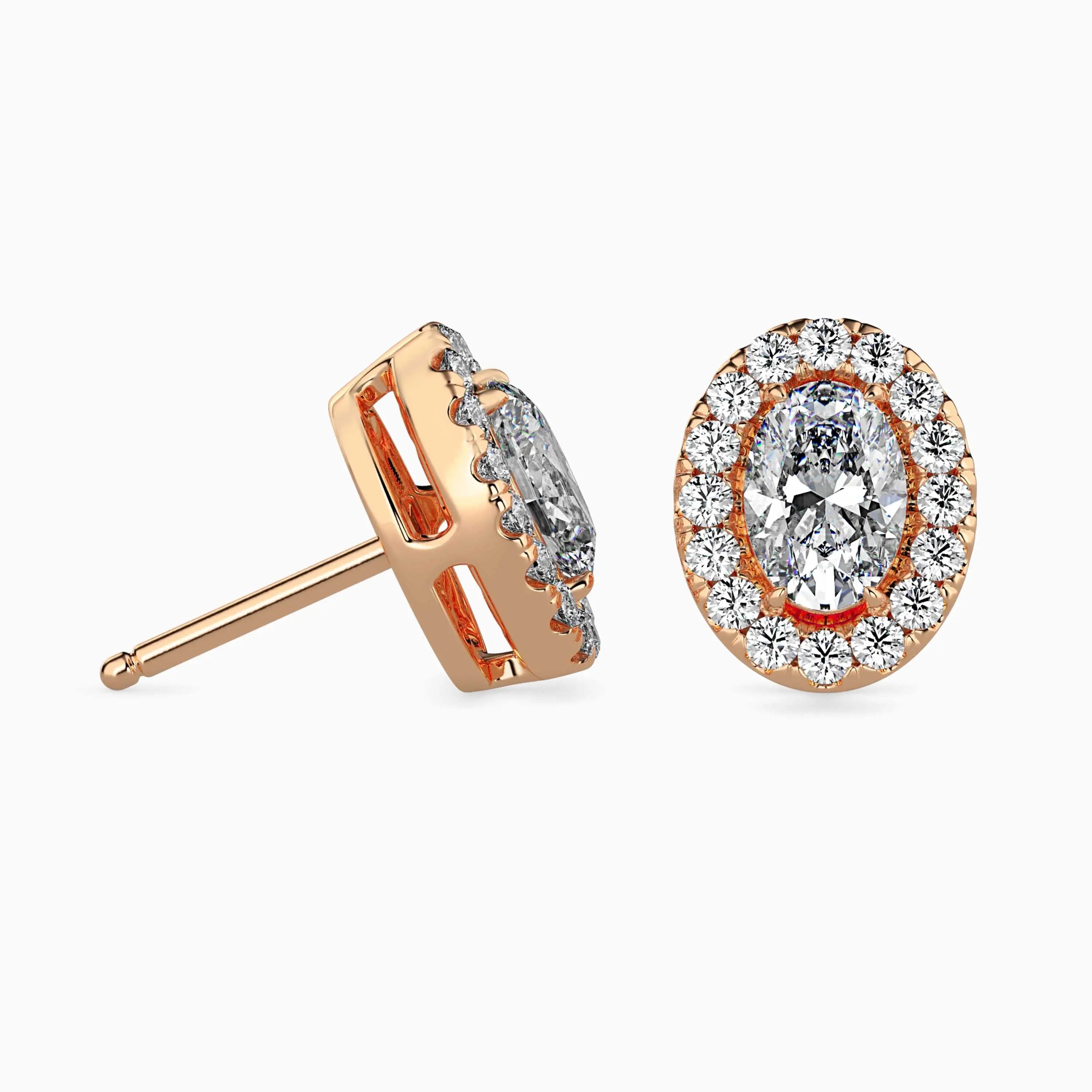 Luminous Legacy: Oval-Cut Diamond Studs with Pavé Halo Audiam