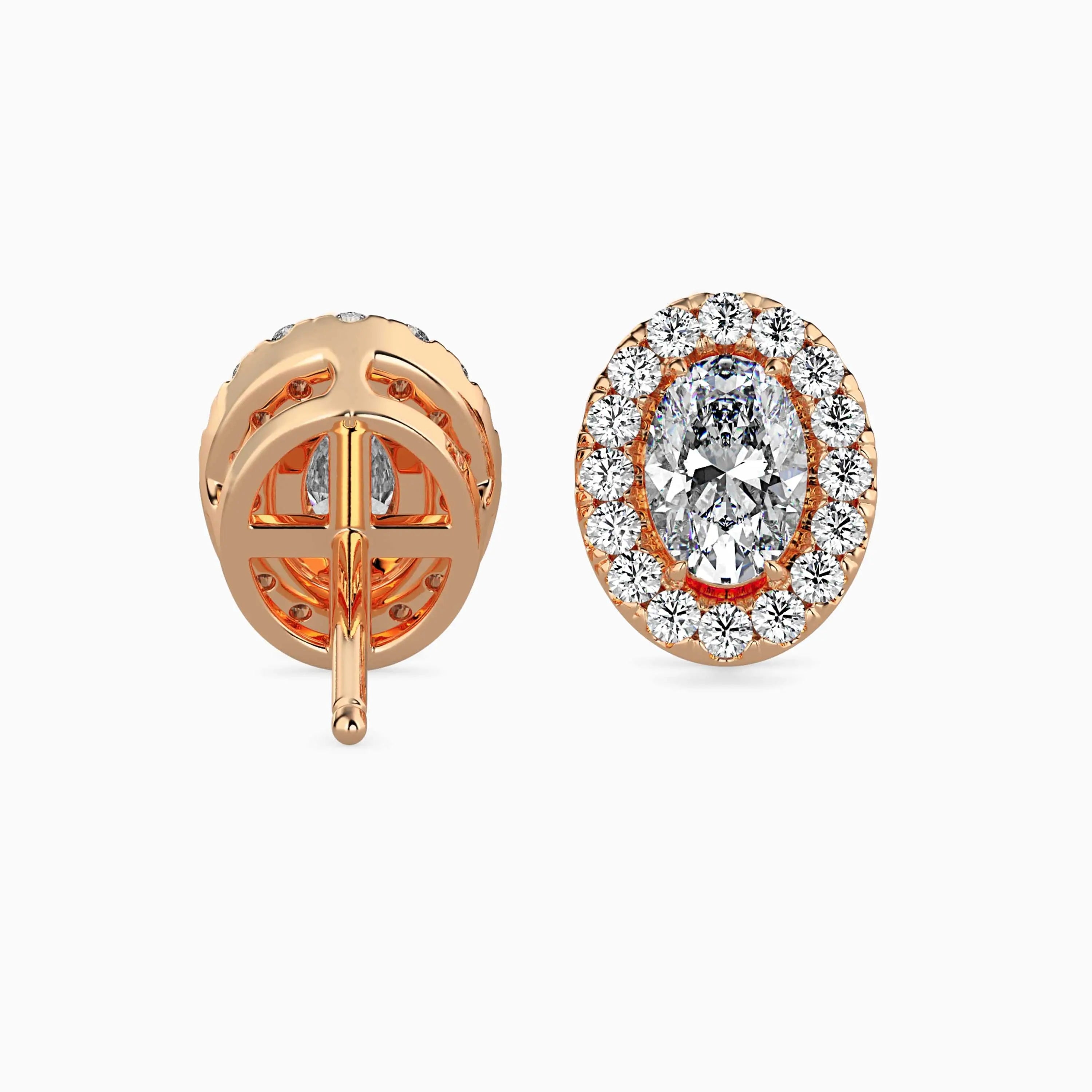 Luminous Legacy: Oval-Cut Diamond Studs with Pavé Halo Audiam