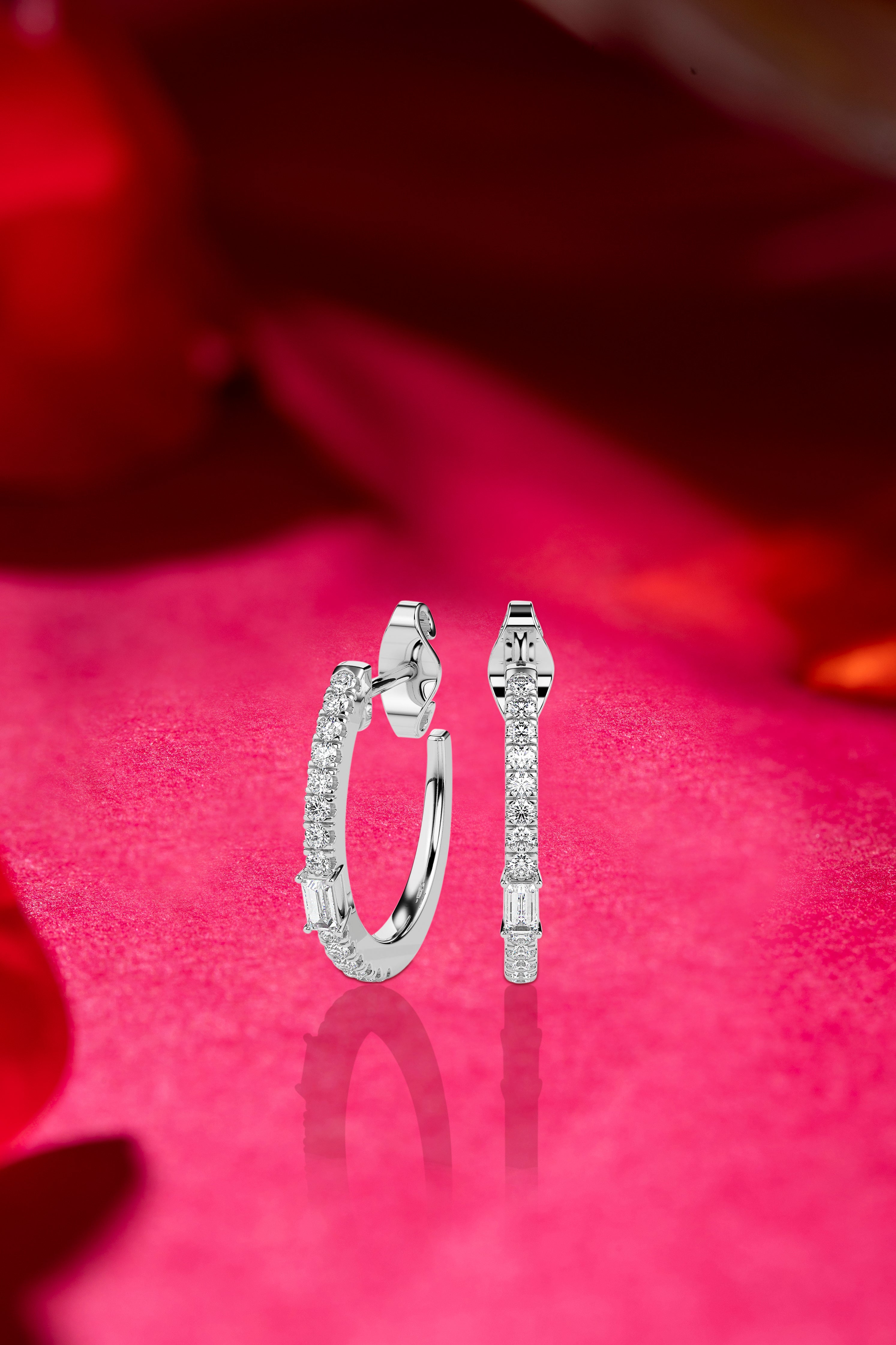 Timeless Elegance: Baguette and Round Diamond Hoop Earrings Audiam