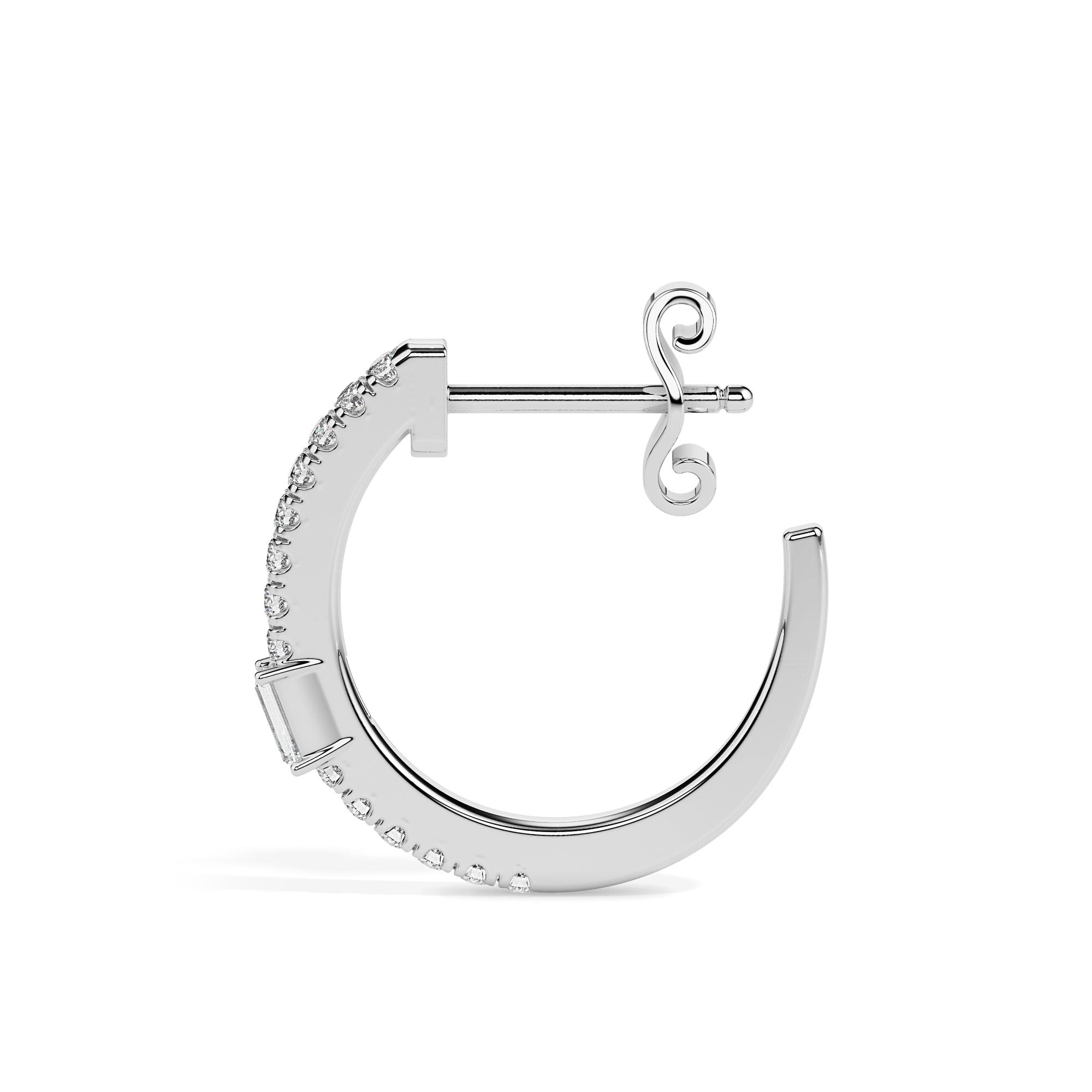 Timeless Elegance: Baguette and Round Diamond Hoop Earrings Audiam