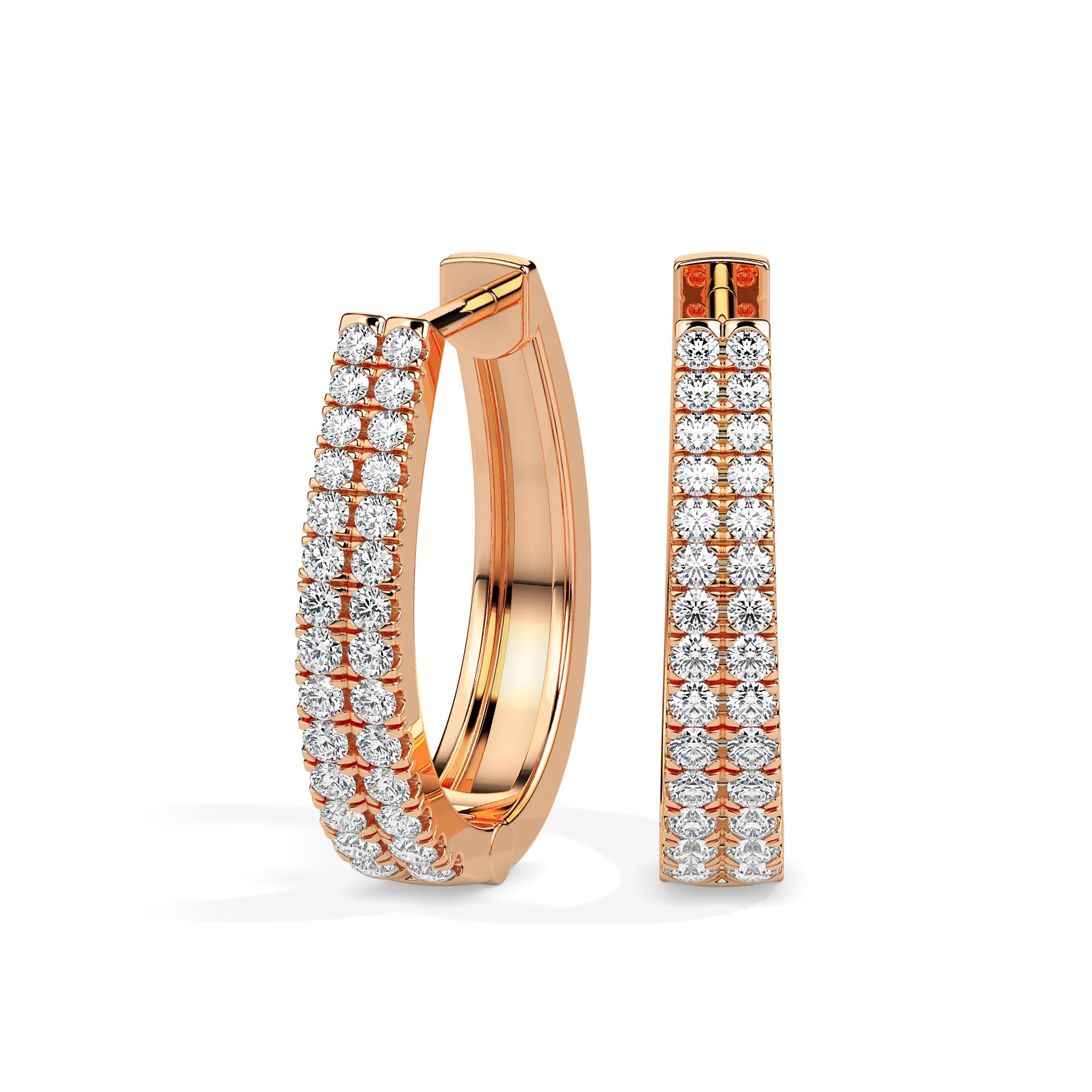 Refined Sparkle: 2-Lined Semi Diamond-Studded Hoops Audiam