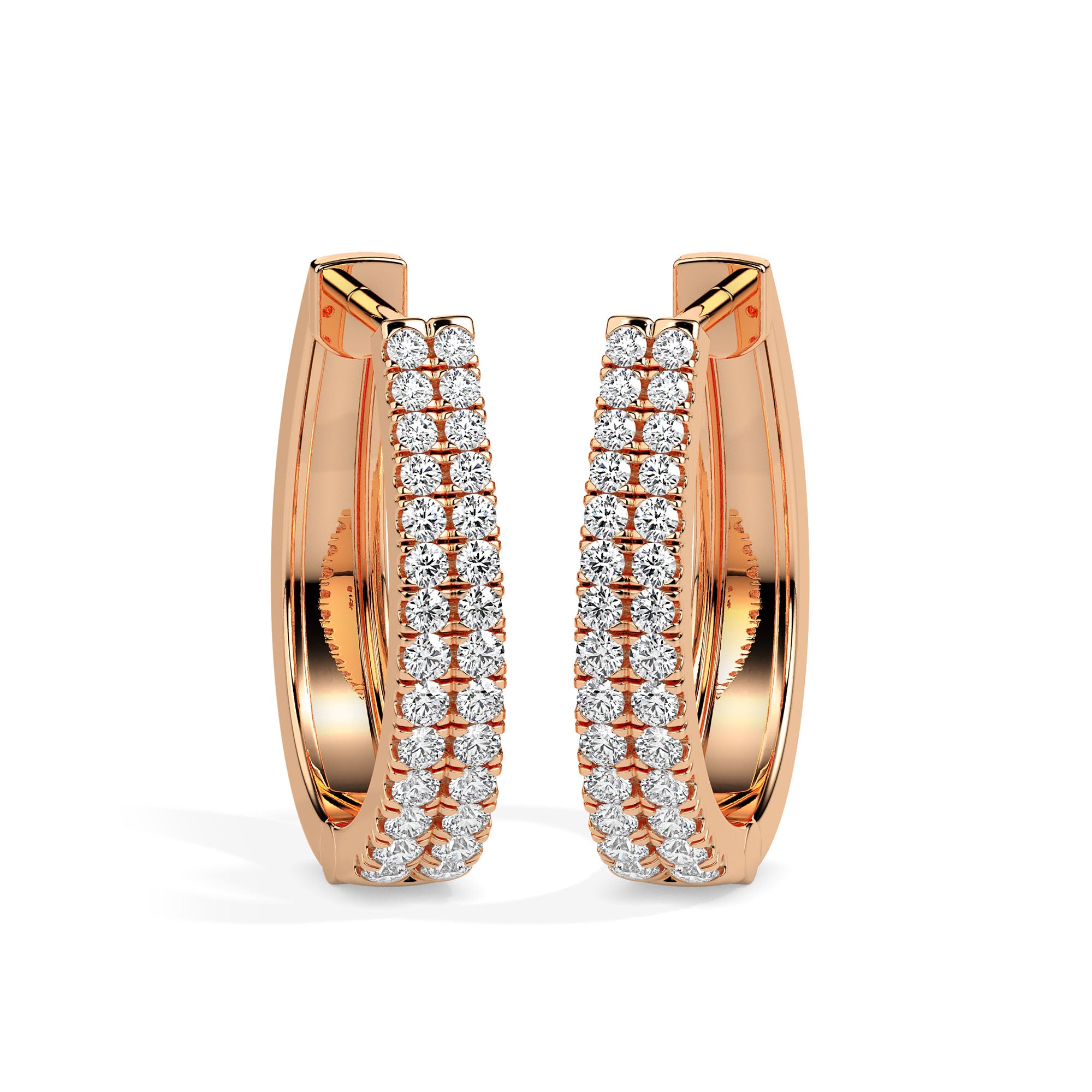 Refined Sparkle: 2-Lined Semi Diamond-Studded Hoops Audiam