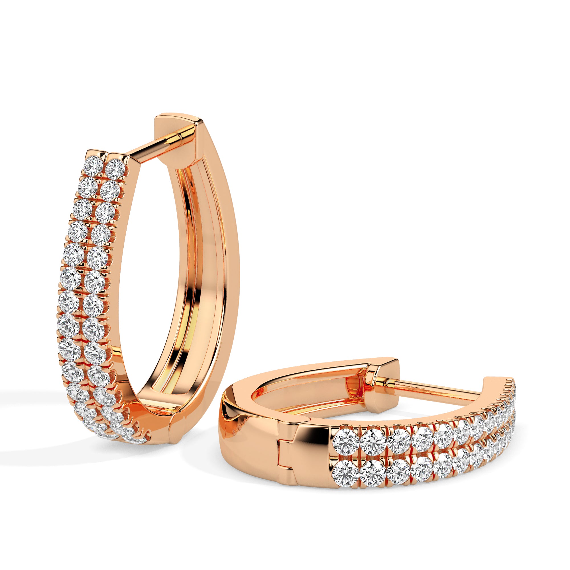 Refined Sparkle: 2-Lined Semi Diamond-Studded Hoops Audiam