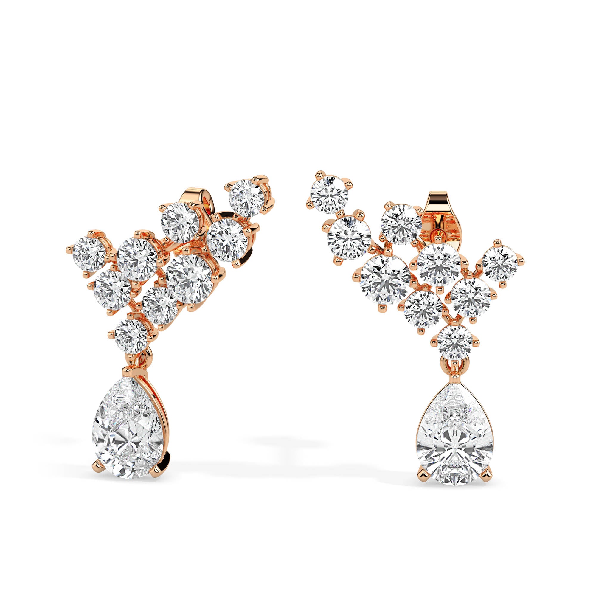 Celestial Climb: Pear Drop Diamond Ear Climbers Audiam