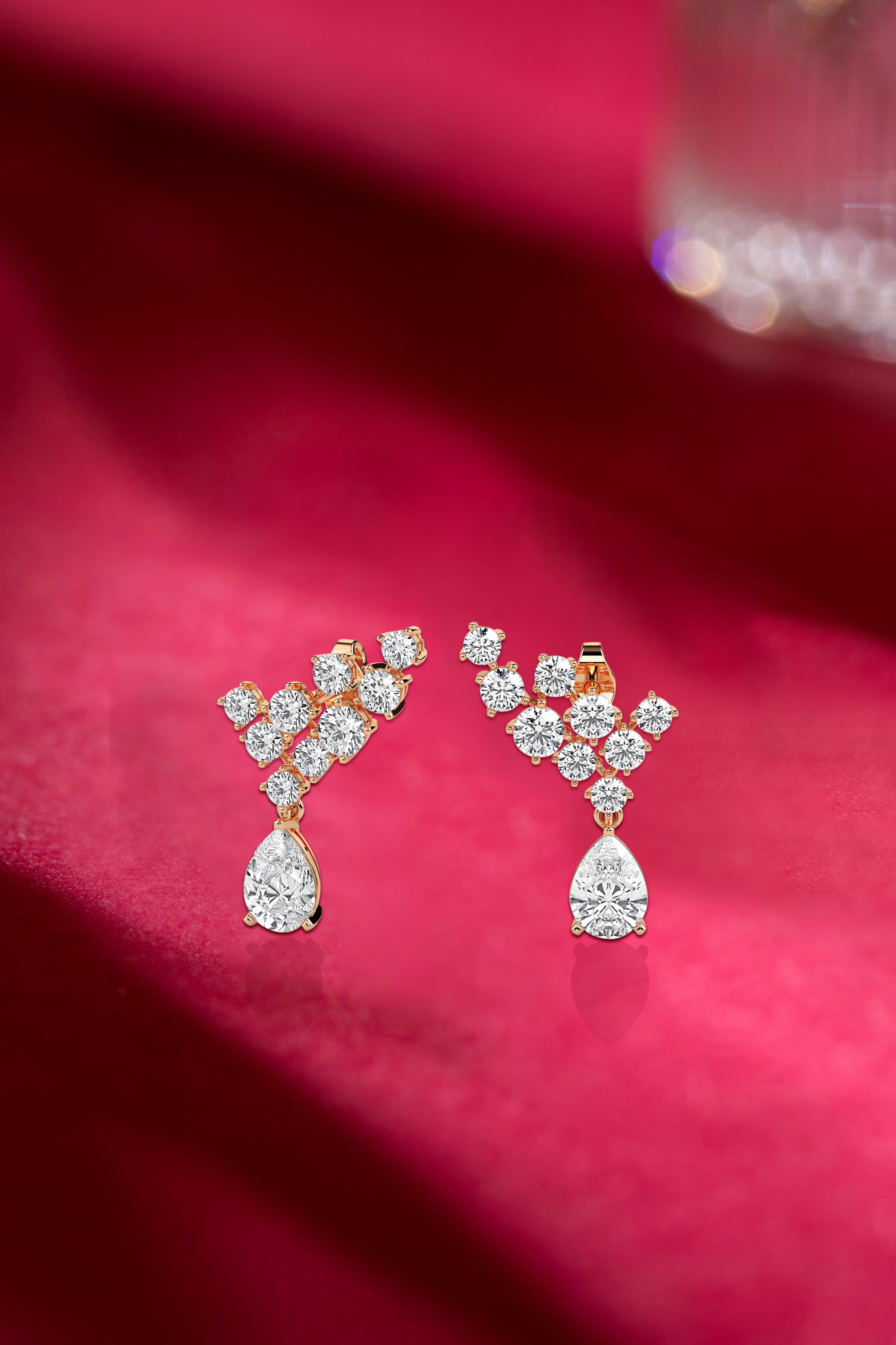 Celestial Climb: Pear Drop Diamond Ear Climbers Audiam