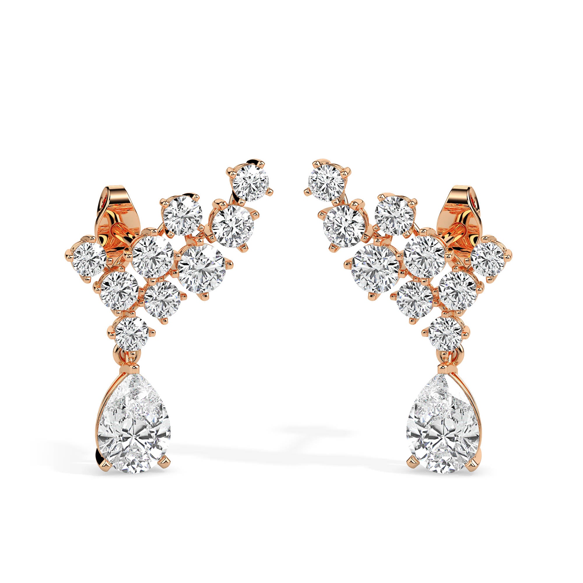 Celestial Climb: Pear Drop Diamond Ear Climbers Audiam