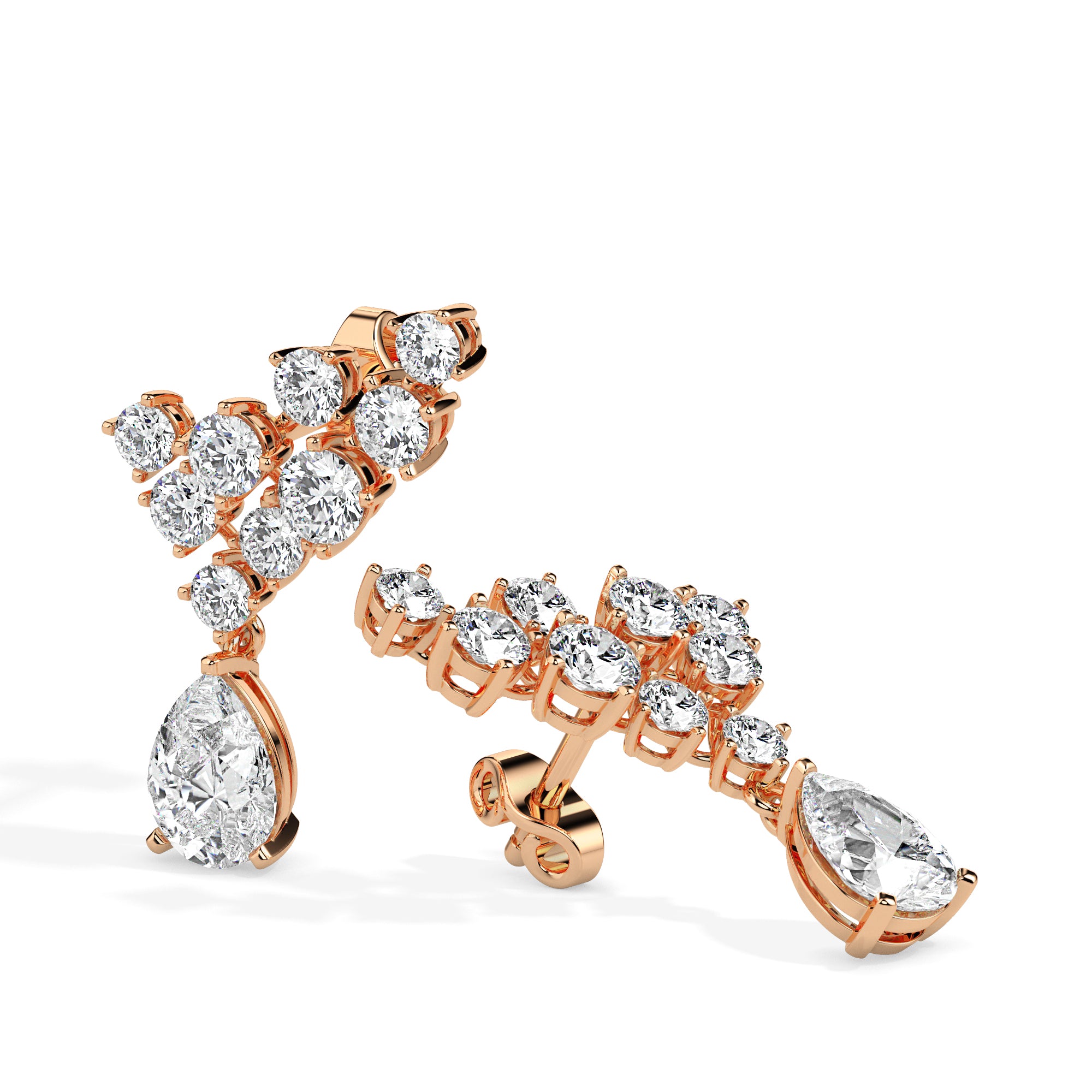 Celestial Climb: Pear Drop Diamond Ear Climbers Audiam