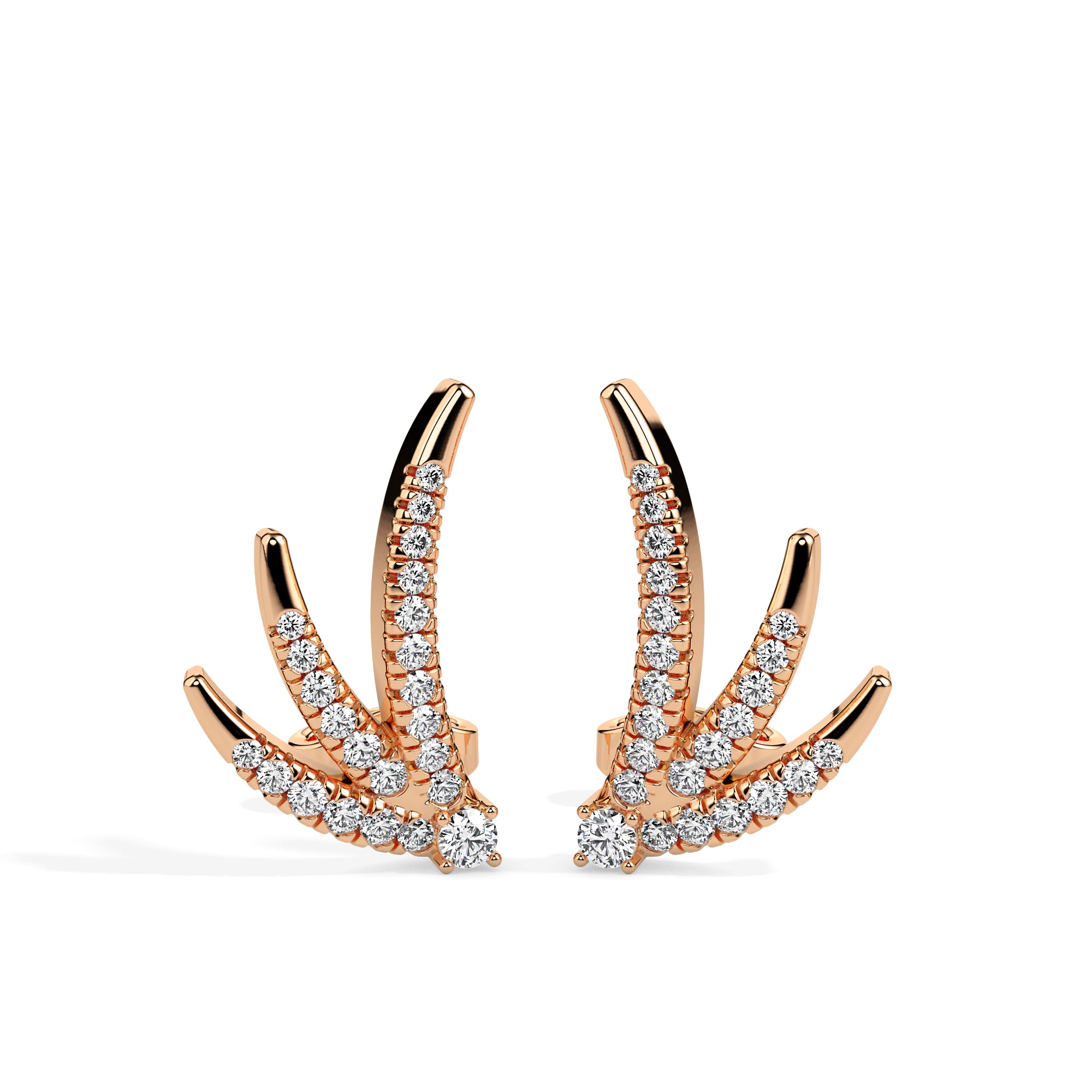 Triple Horn Diamond Studs: Bold Elegance Redefined Audiam