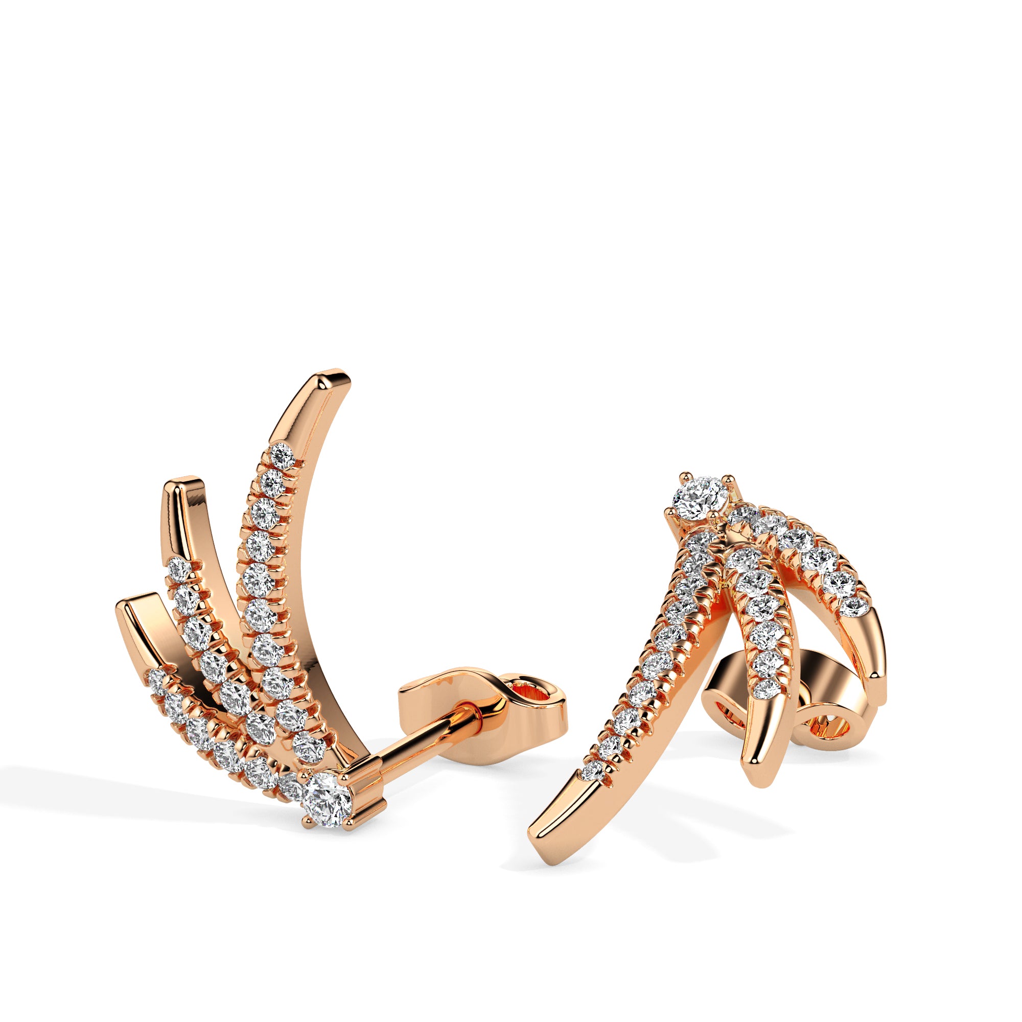 Triple Horn Diamond Studs: Bold Elegance Redefined Audiam