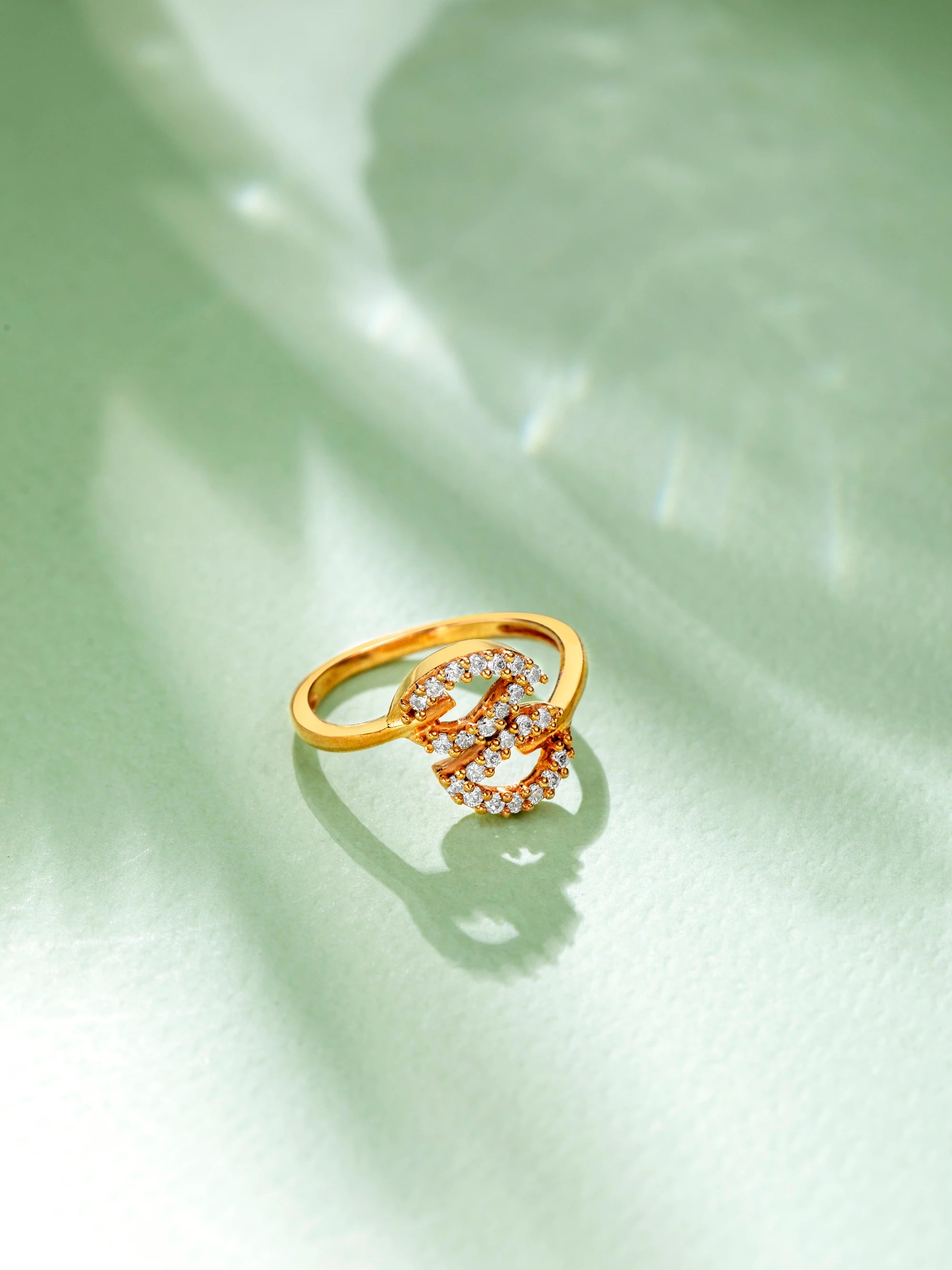 Two-Leaf Diamond Ring