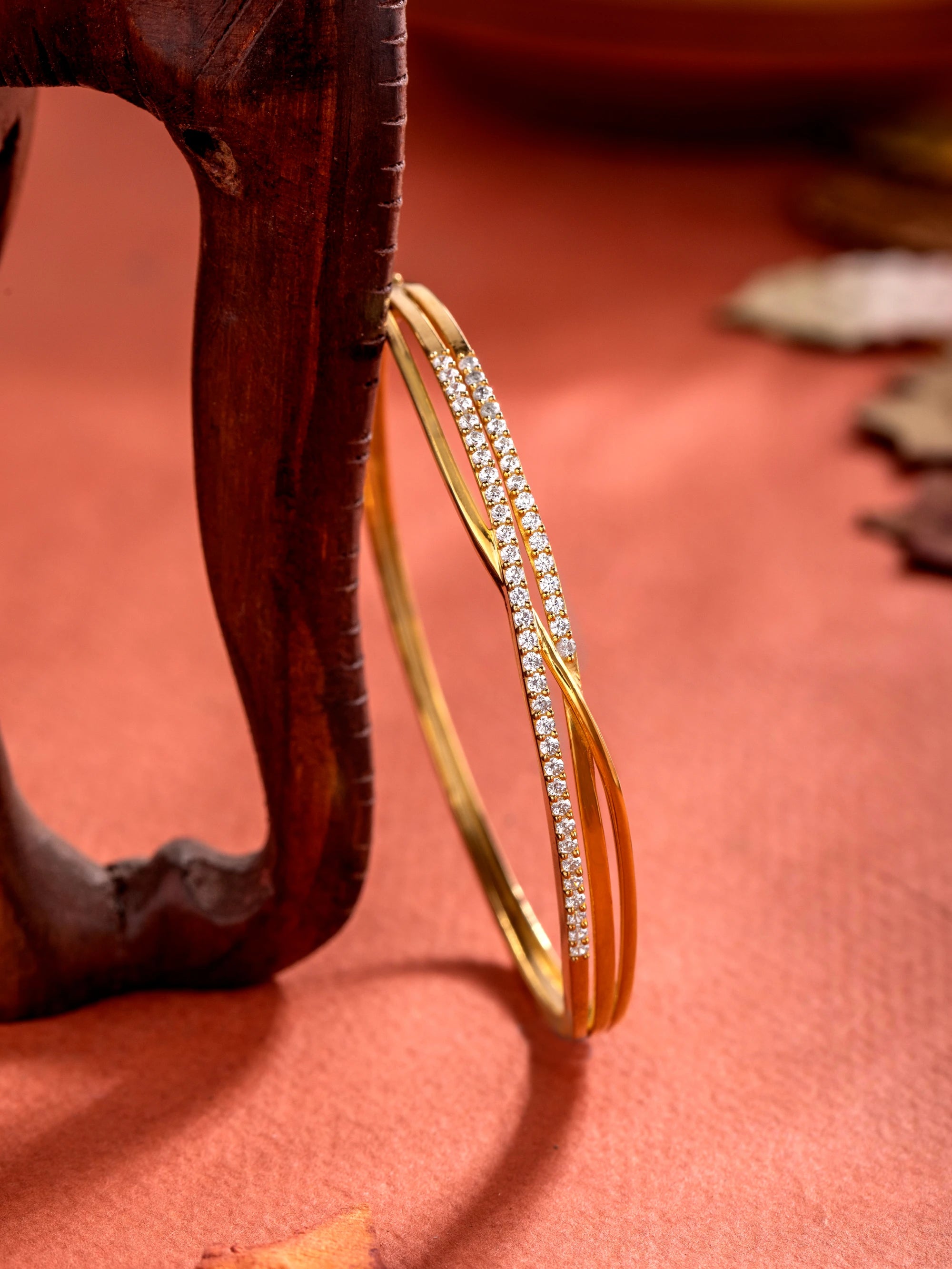 Twined Gold & Diamond Kada Bracelet