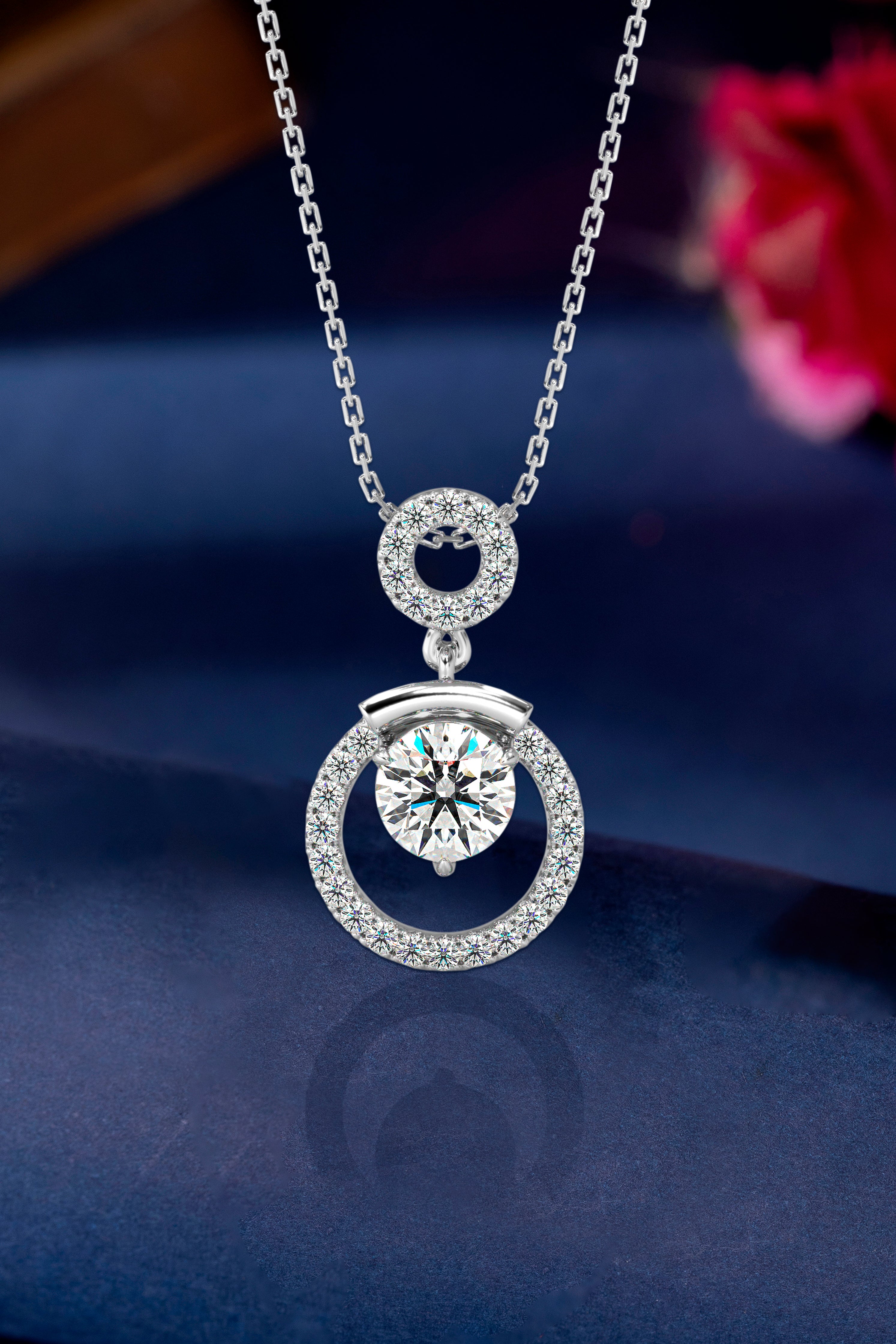 Double Circle Solitaire Diamond Pendant Audiam