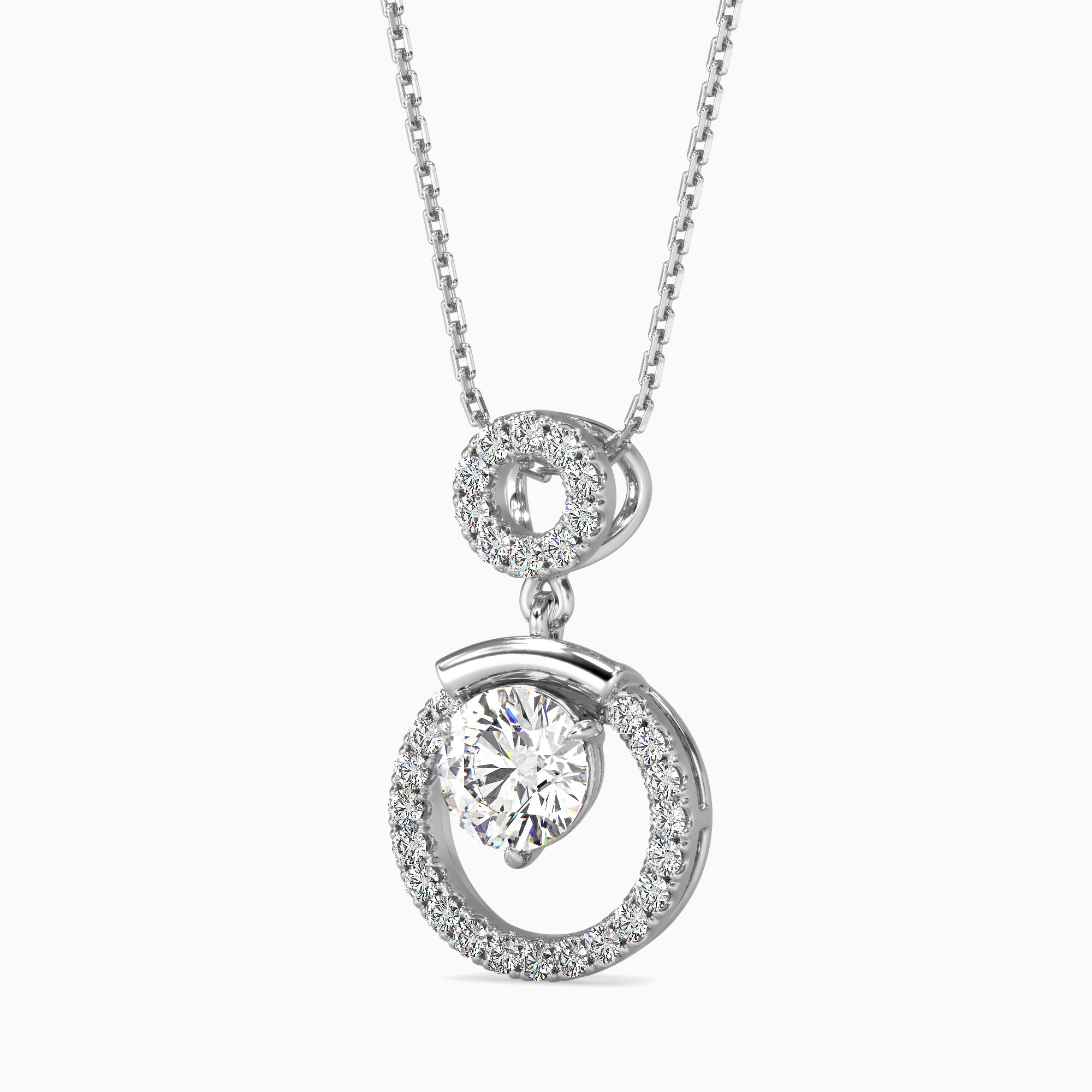 Double Circle Solitaire Diamond Pendant Audiam