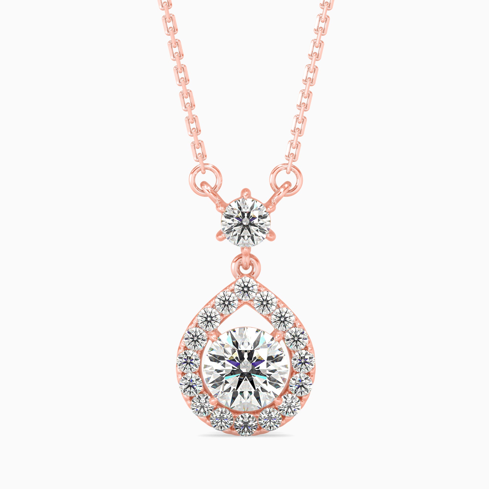 Radiant Pear Pendant with Halo & Round Solitaire Audiam