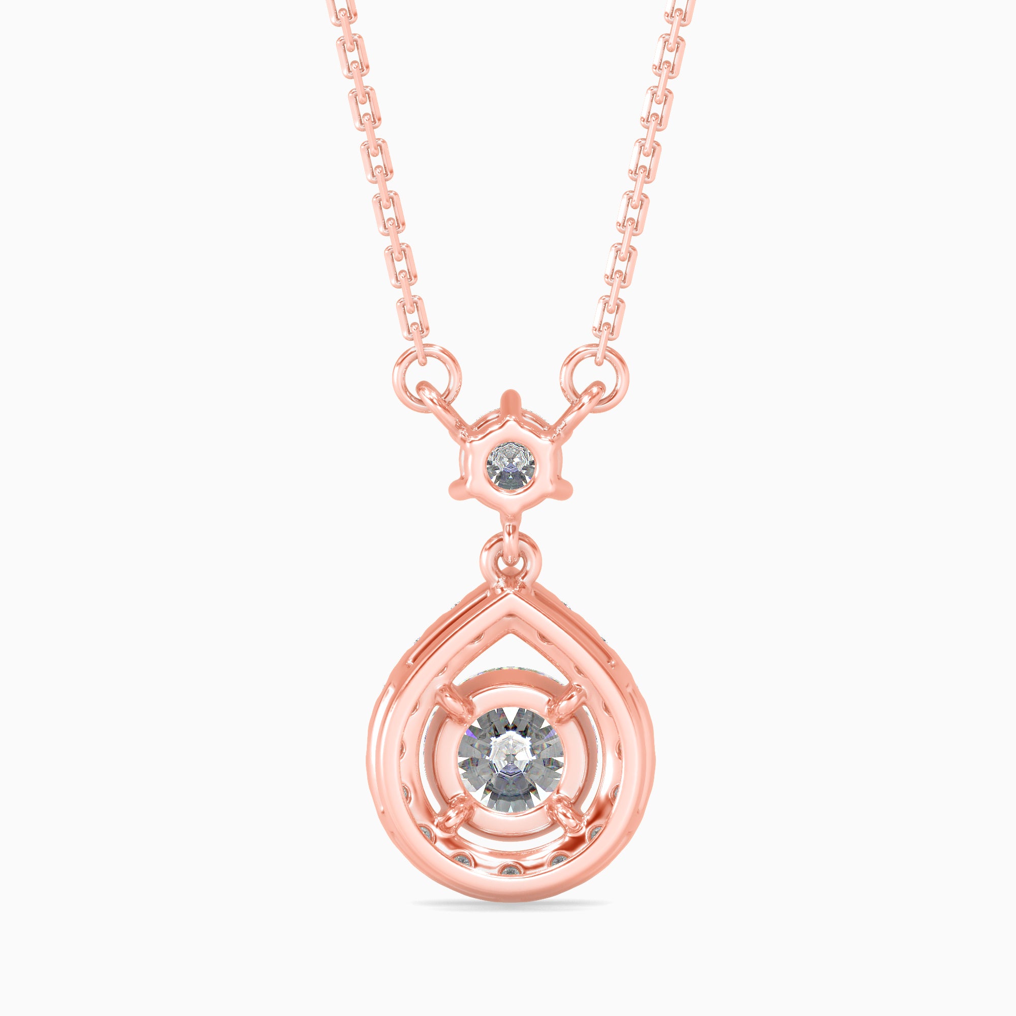 Radiant Pear Pendant with Halo & Round Solitaire Audiam