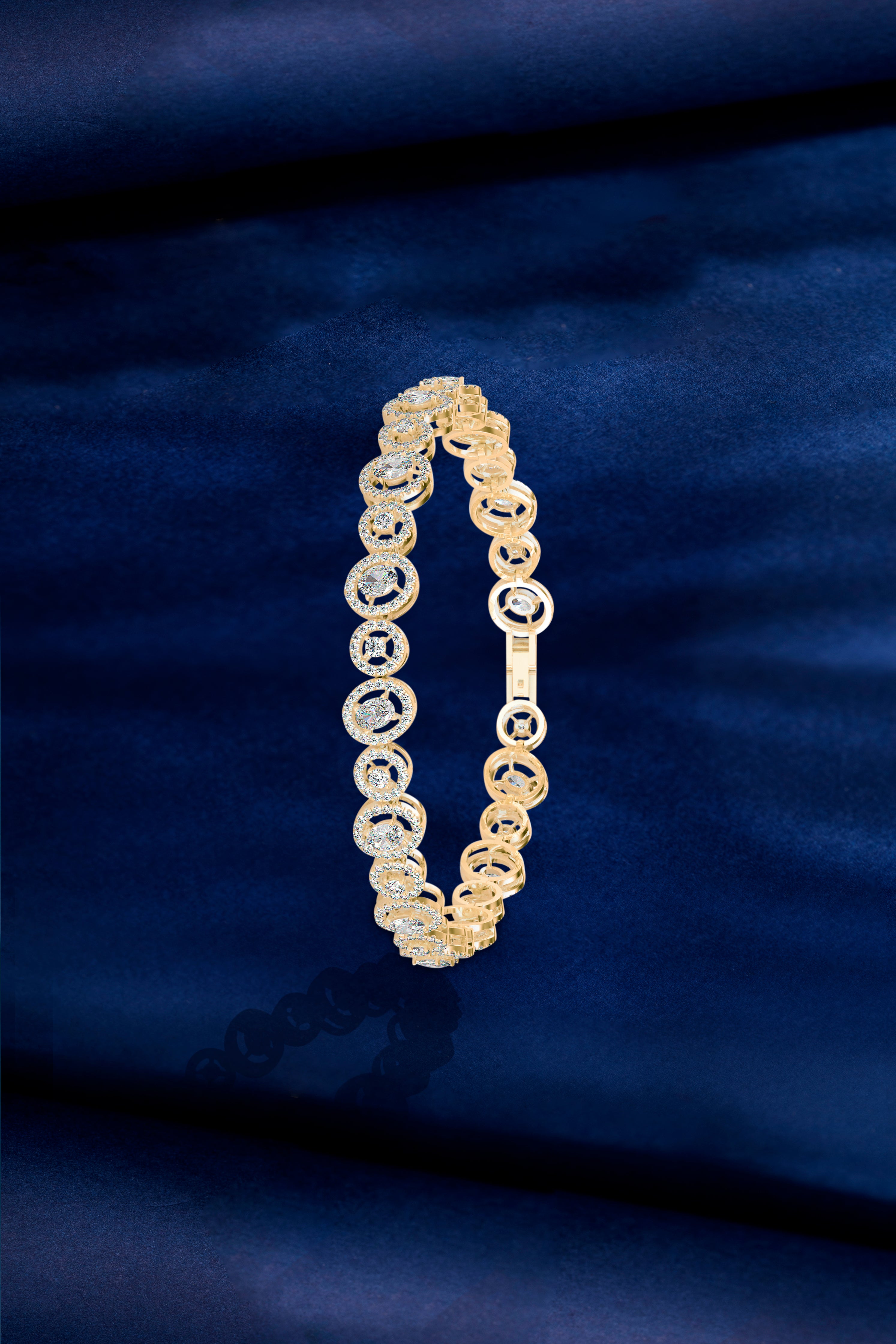 Tennis Bracelet with Oval Halo Connectors Audiam