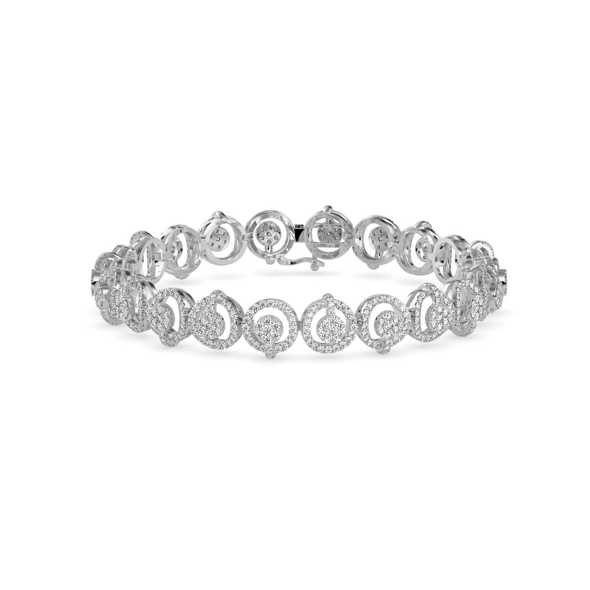 Tennis Bracelet with Circular Halo Connectors Audiam