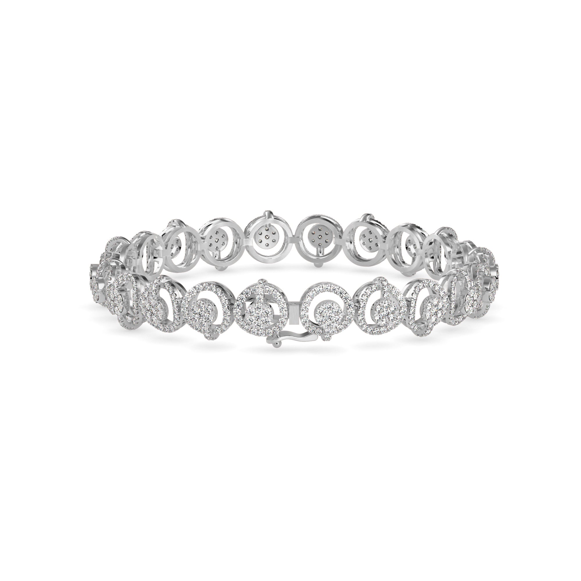 Tennis Bracelet with Circular Halo Connectors Audiam