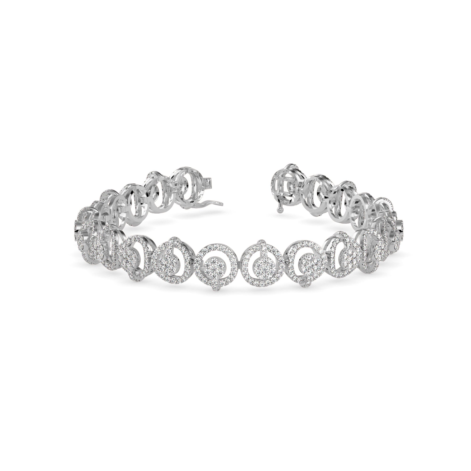 Tennis Bracelet with Circular Halo Connectors Audiam