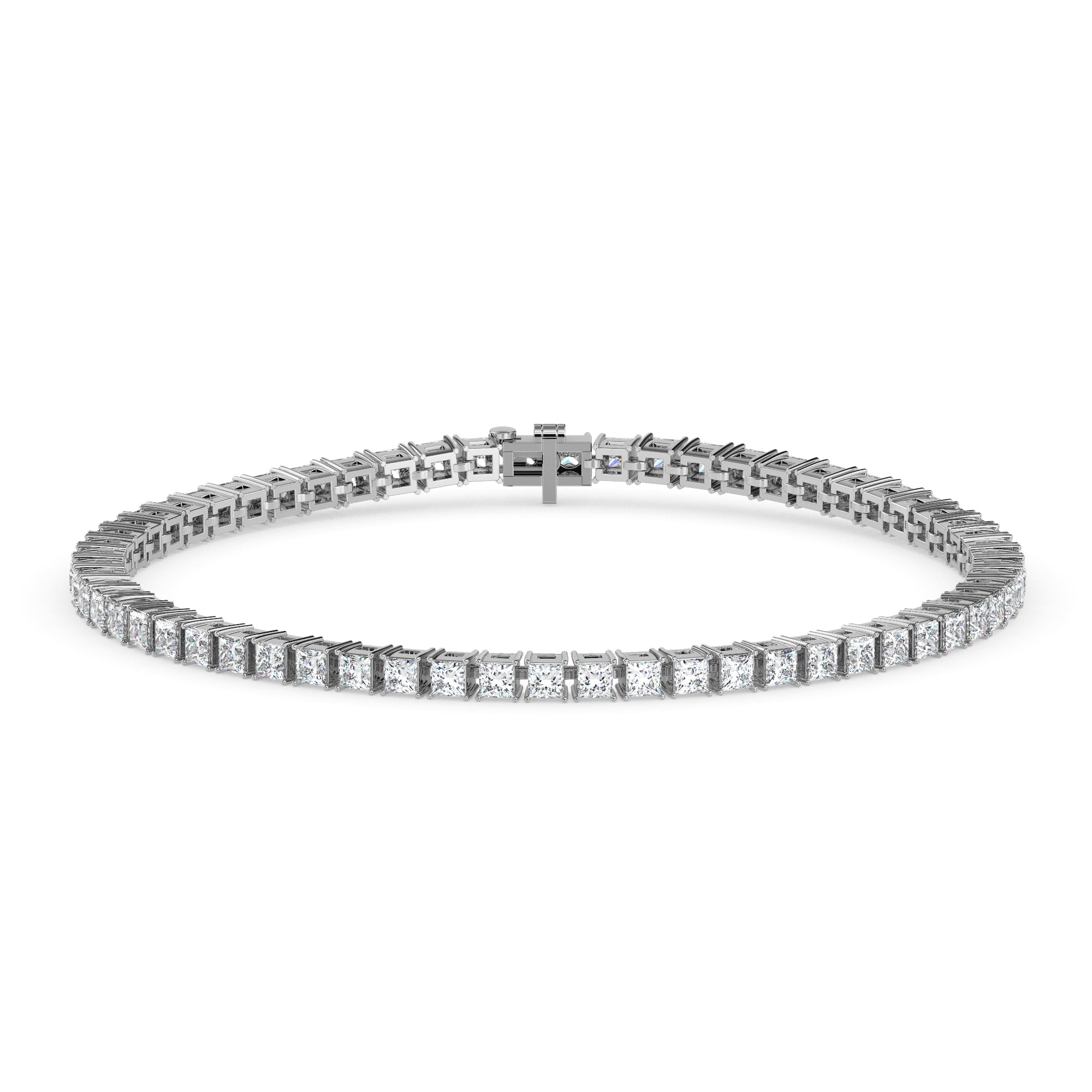 Regal Radiance: Princess-Cut Diamond Tennis Bracelet Audiam